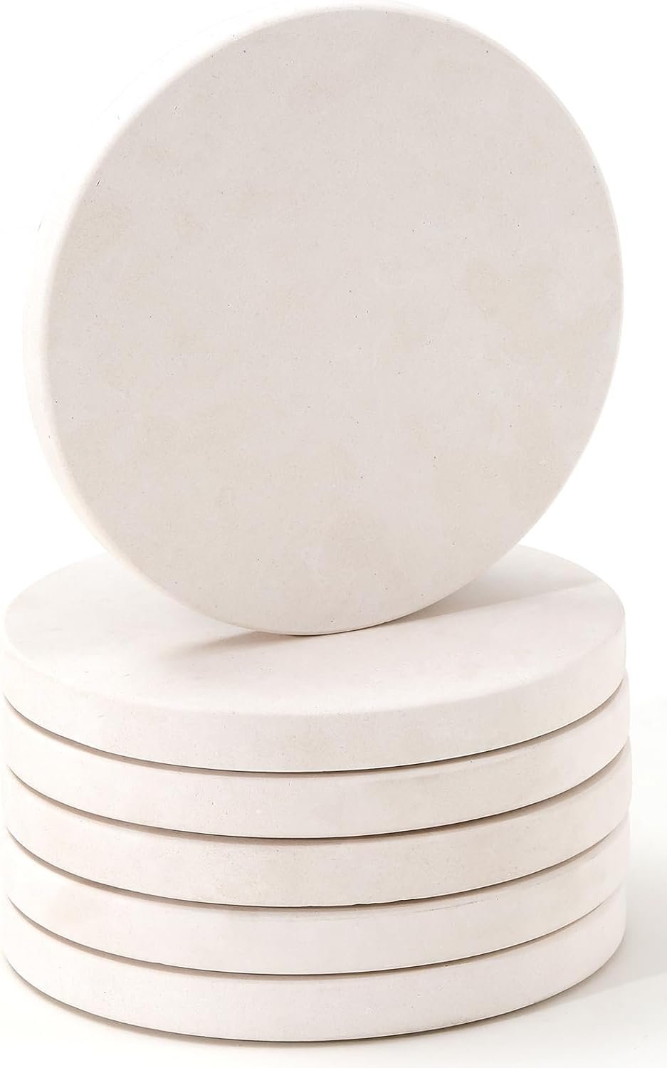 Limestone Water Absorbing Marble Coaster Set – Pack of 6 Absorbs Condensation and Spills Effectively Neutral Color Tone Complements Home Decor and bar Ideal