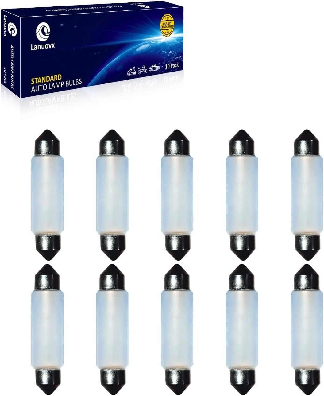 10 Pack Frosted Festoon Bulb Sv8.5-8 T3.25 10X44mm, 24V 5W Under Cabinet Light Bulb Xenon Festoon Light Bulb Dome Light Car Trunk Cargo Light Interior Door Light
