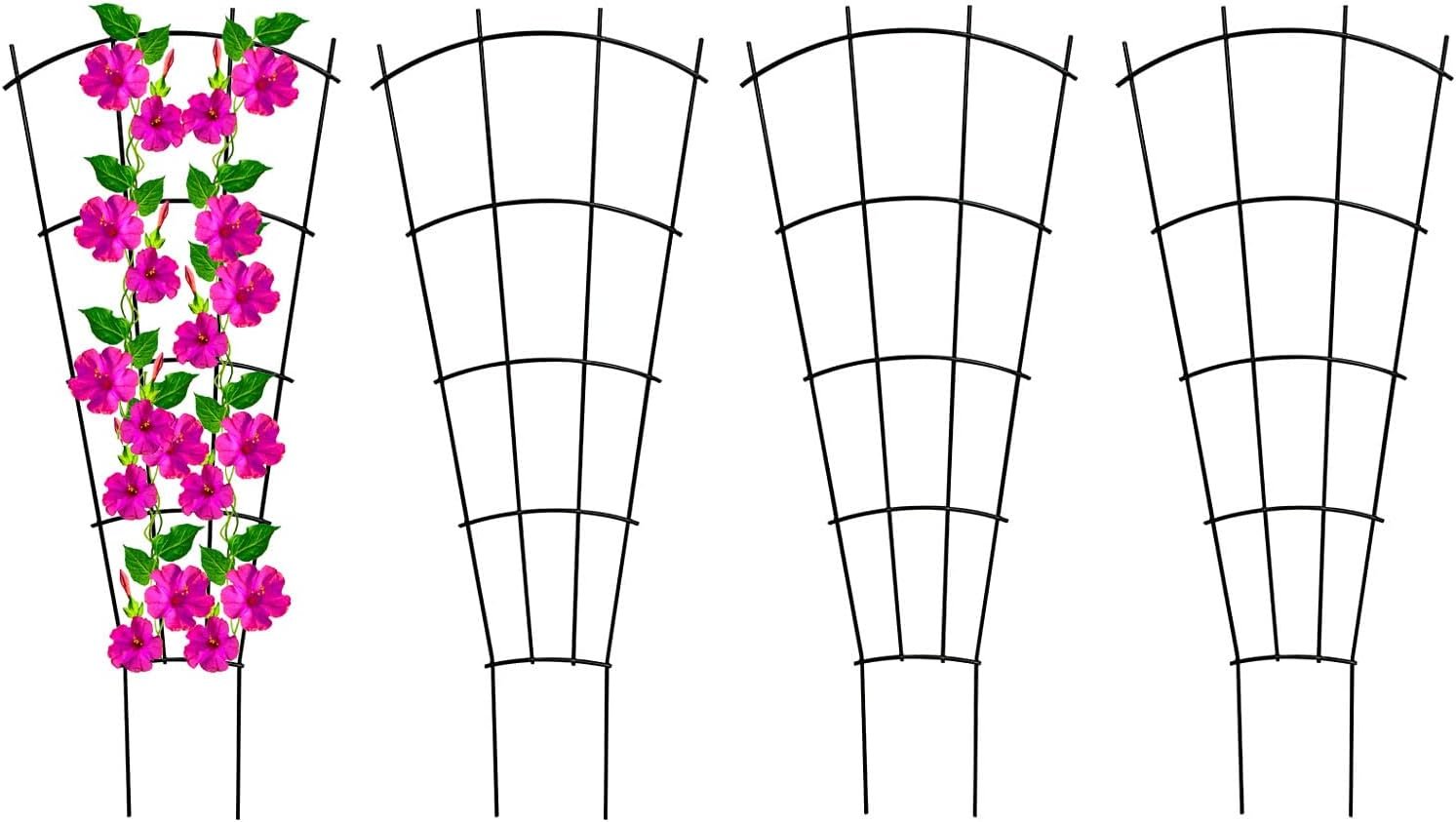 Mklsit 24″ Metal Plant Trellis for Climbing Plants Support, 4 Pack | Rust-resistant Coating, Garden Trellis Indoor Outdoor Use, Houseplants, Rose, Vines, Flowers & Vegetable, No Assembly Needed