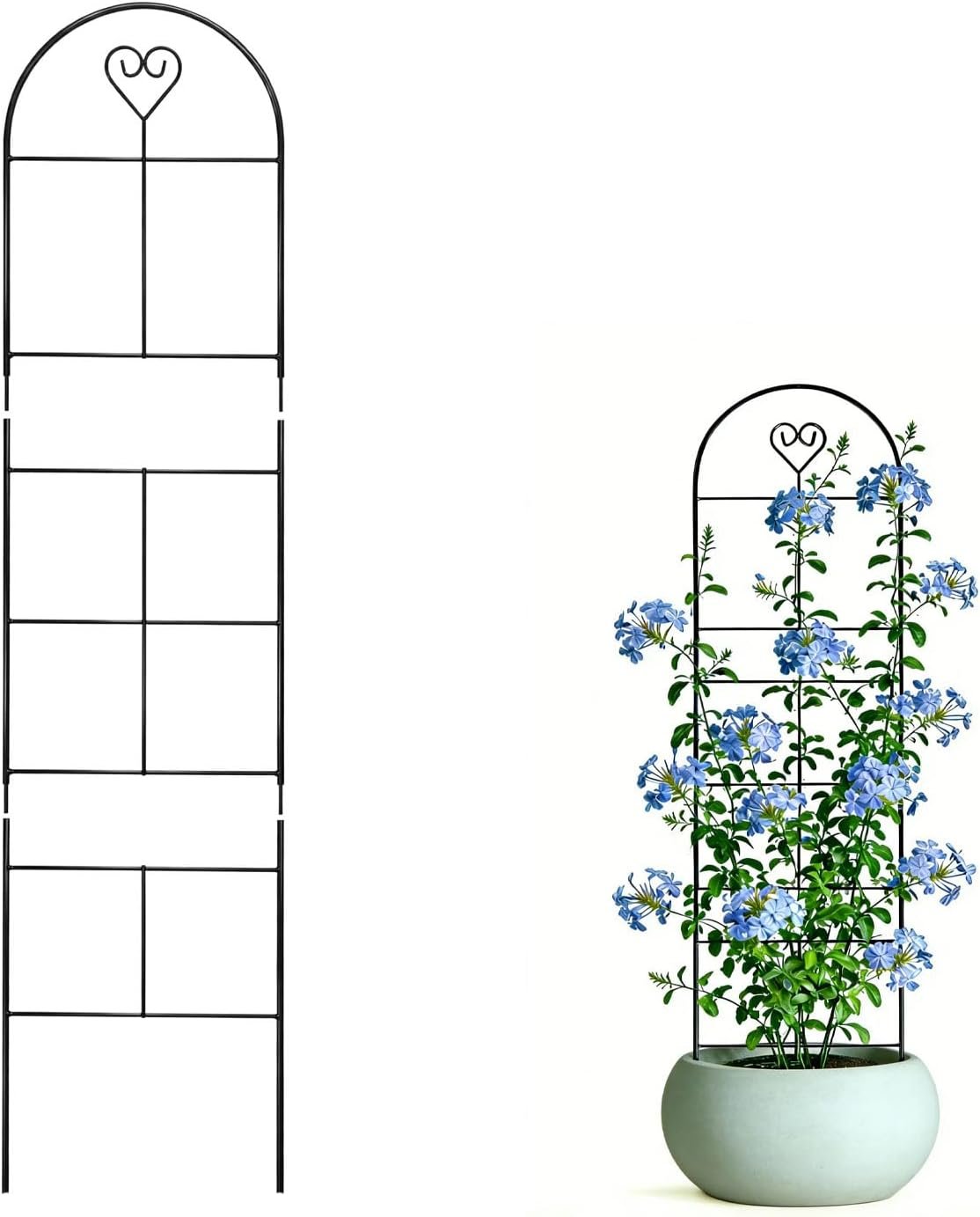 46.6″ Metal Garden Trellis, 3-Section Plant Trellis for Climbing Plants Indoor & Outdoor, Plant Support for Large Pots, Grow Bags & Raised Beds, Roses, Tomato Plants & Vines, 1 Pack, Black