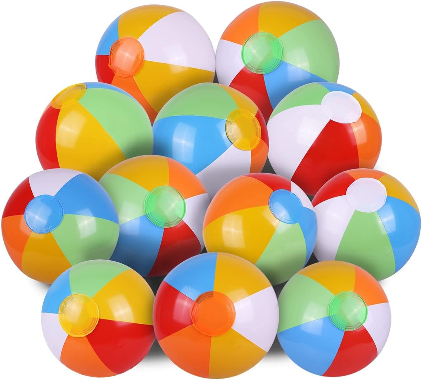 SYZ 12″ Beach Balls Bulk – Inflatable Swimming Pool Toys for Kids Birthday Party Supplies Favors Luau Decorations – Blow Up Classic Rainbow Color Beachball Summer Water Games Fun Gifts (12 Pack)