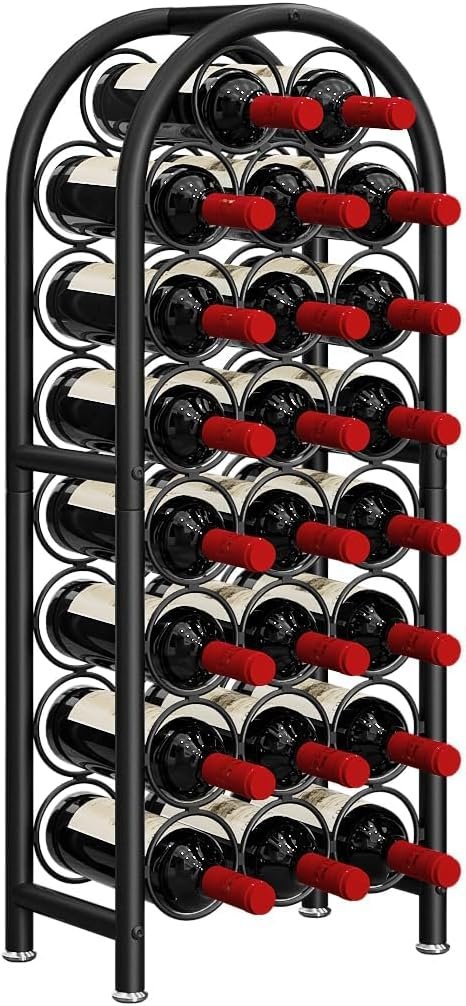 Wine Rack Freestanding Floor 23 Bottle Metal Wine Holder Organizer | Wine Rack Freestanding Floor Large Capacity Wine Storage Organizer for Home Bar Kitchen