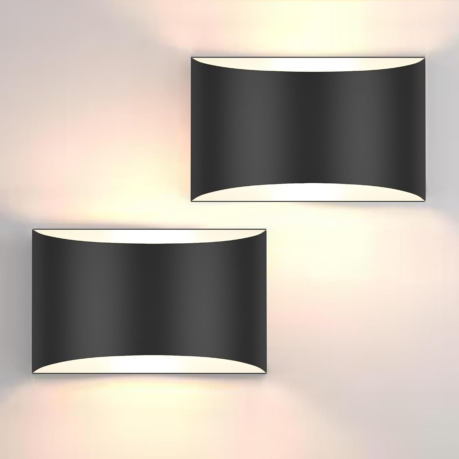 Modern LED Wall Sconces, 3000K Warm White Hardwired Wall Lights Set of 2 | 10W Up and Down Wall Mount Light, Matte Black Indoor Sconces Wall Lighting, Wall Lamp for Living Room Bedroom Bedside Hallway