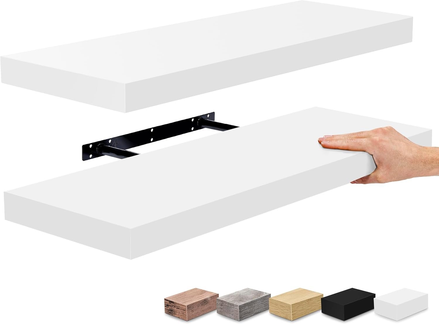 Sorbus Floating Shelves for Wall – 24″ Bathroom Shelves, Wall Decor for Bedroom, Kitchen, Living Room, Home Decor & Book Storage – Mounted Floating Shelf with Invisible Brackets (White, 2 Pack)