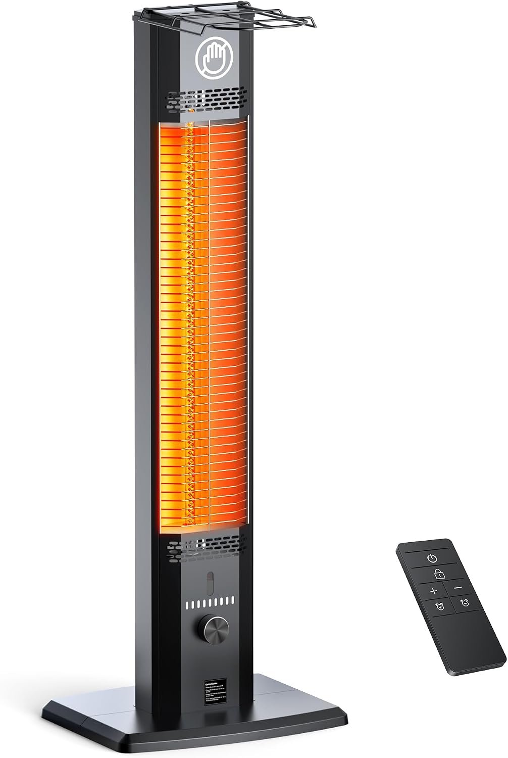 42 INCH Outdoor Patio Heater, 9 Heat Levels & 9 Hour Timer, 1500W, 1S Instant Heat, Infrared Heater with Child Safety Lock, IP65 Waterproof, Tip-Over for Outdoor Indoor Use, Black