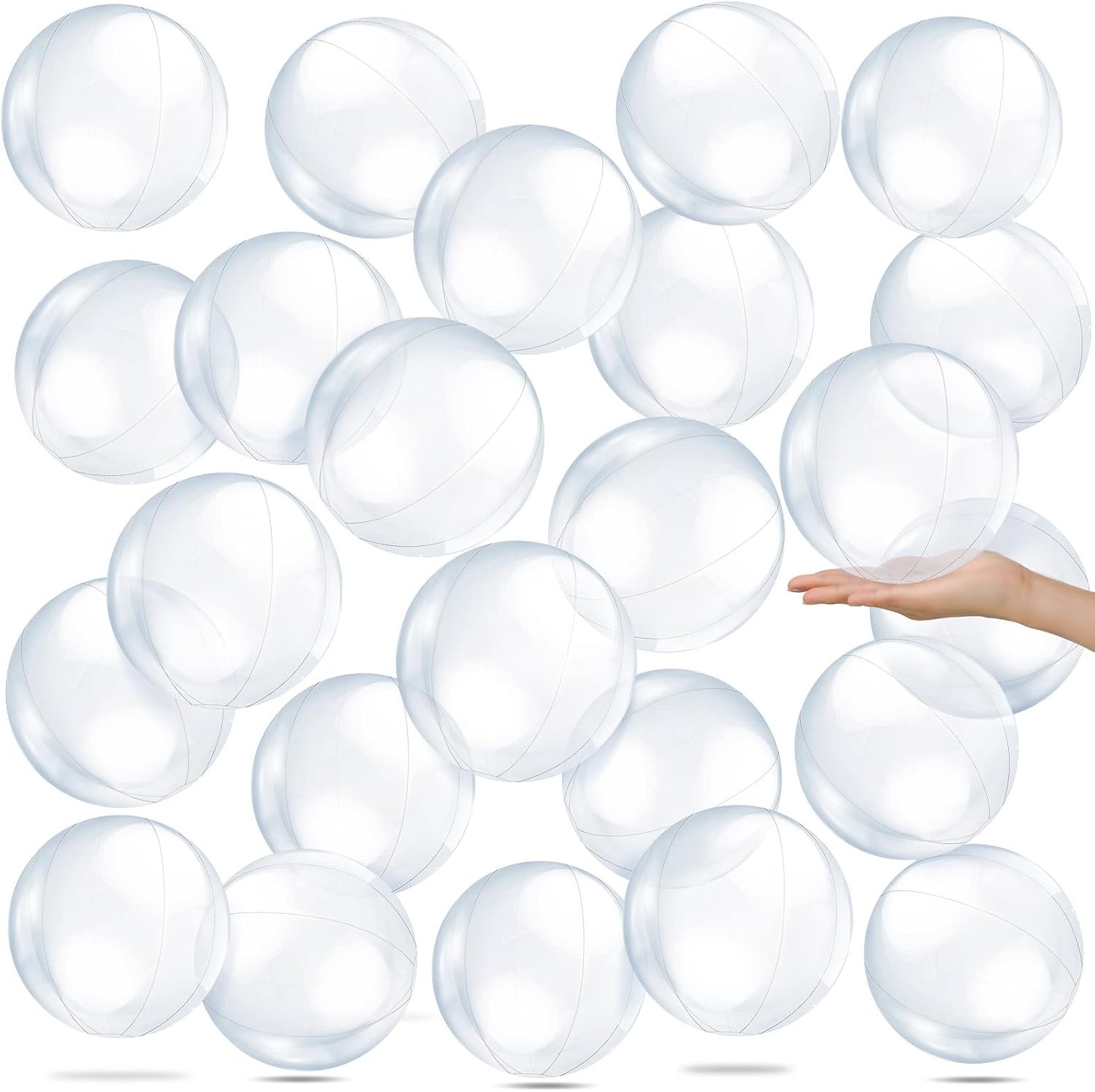 Yinder 24 Pieces Clear Inflatable Beach Ball Under The Sea Party Decorations Sponge Mermaid Party Bubble Summer Pool Floating Ball Ocean Theme Supplies
