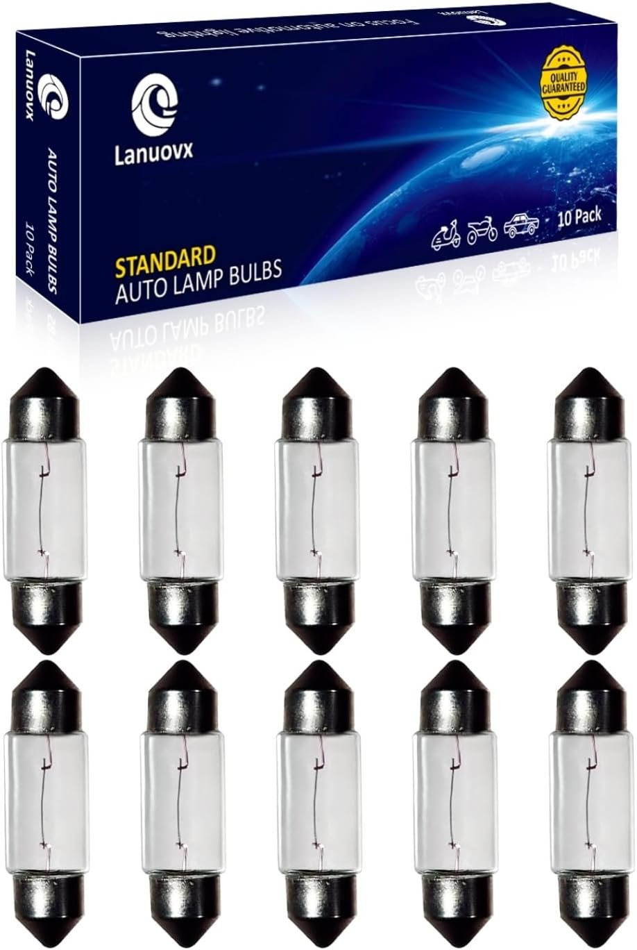 10 Pack 6418 C5W Festoon Bulb 12V 5W C5W Xenon Bulb Sv8.5-8 T3.25 10X36mm