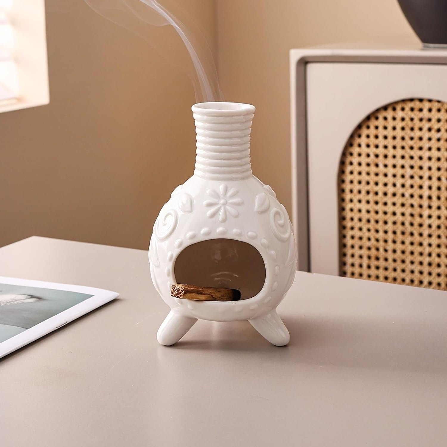 Incense Holder Burner – Small Chiminea for Meditation | jialangulong Palo Santo Burner – Small Chiminea Burner for Meditation, Energy Cleansing ,Candle,Gifts for Mom Women ﻿