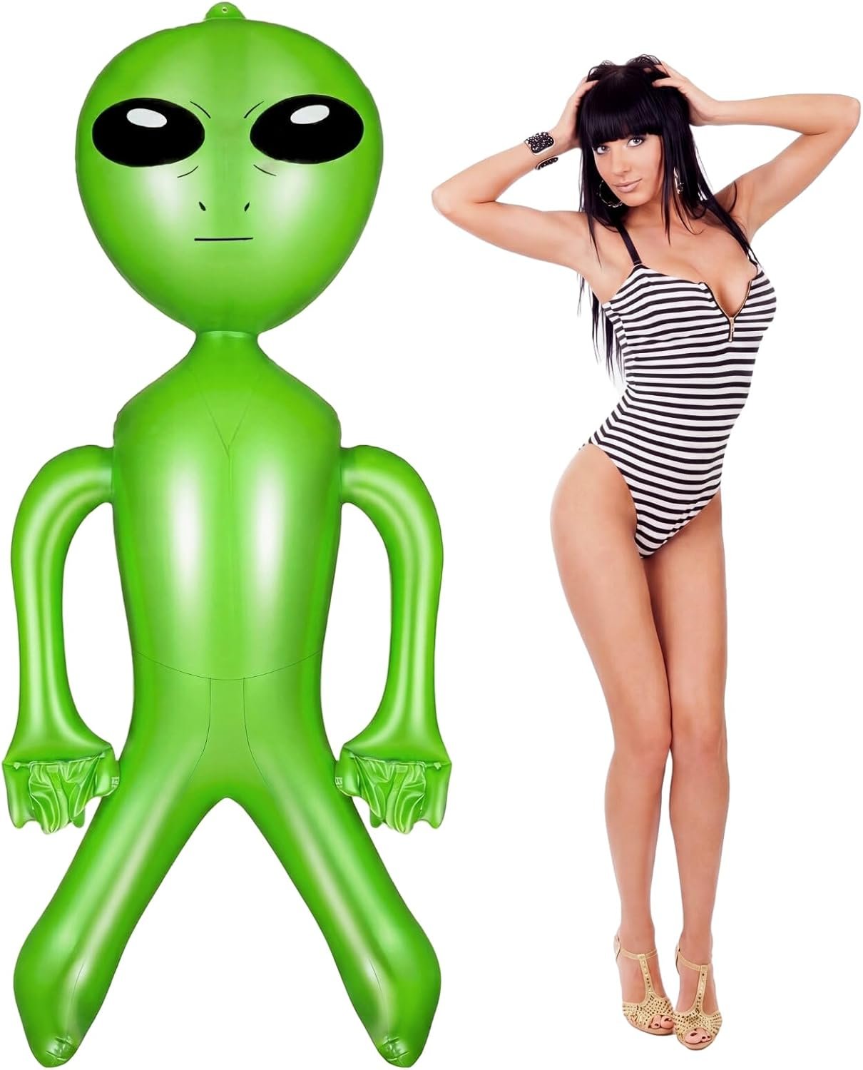 63 Inch Inflatable Alien Blow Up Green Alien for Party Decorations | Halloween Easter Christmas Birthday Decor, Giant Green Alien Inflate Figure, 1 Piece