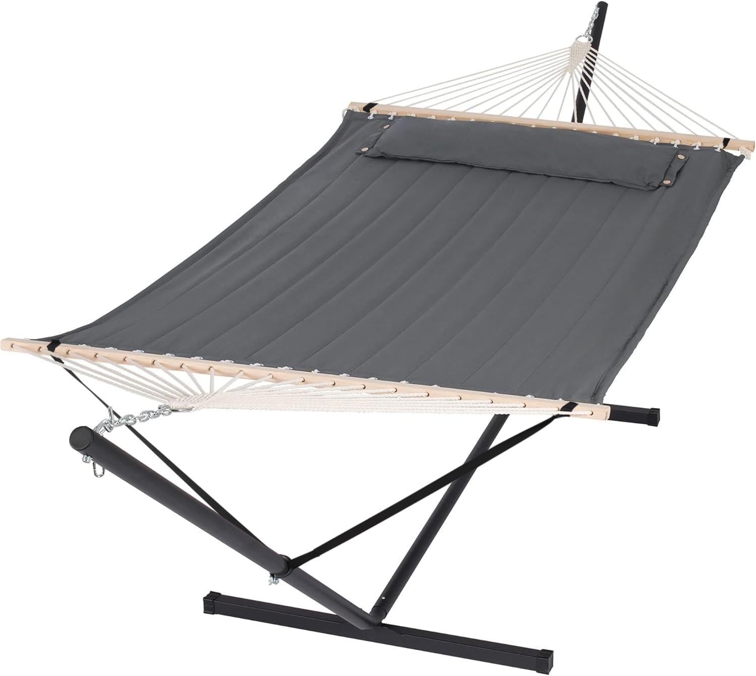 2 Person Hammock with Stand, 475 lbs Capacity, Dark Grey | Heavy Duty Portable Hammocks, Heavy Duty Hammock with Stand