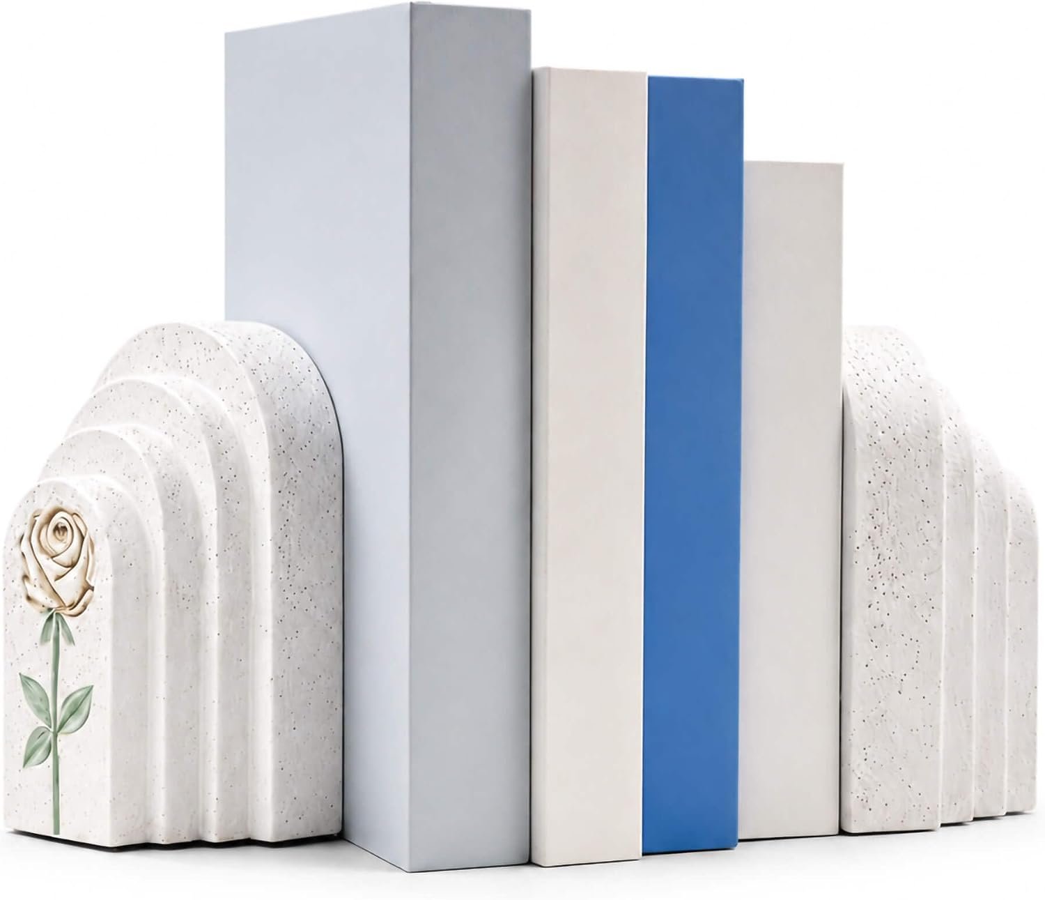 Decorative Resin Bookends, 5LB Heavy Bookends Set of 2 | Natural stone-look finish with four anti-slip pads for stable support and shelf protection
