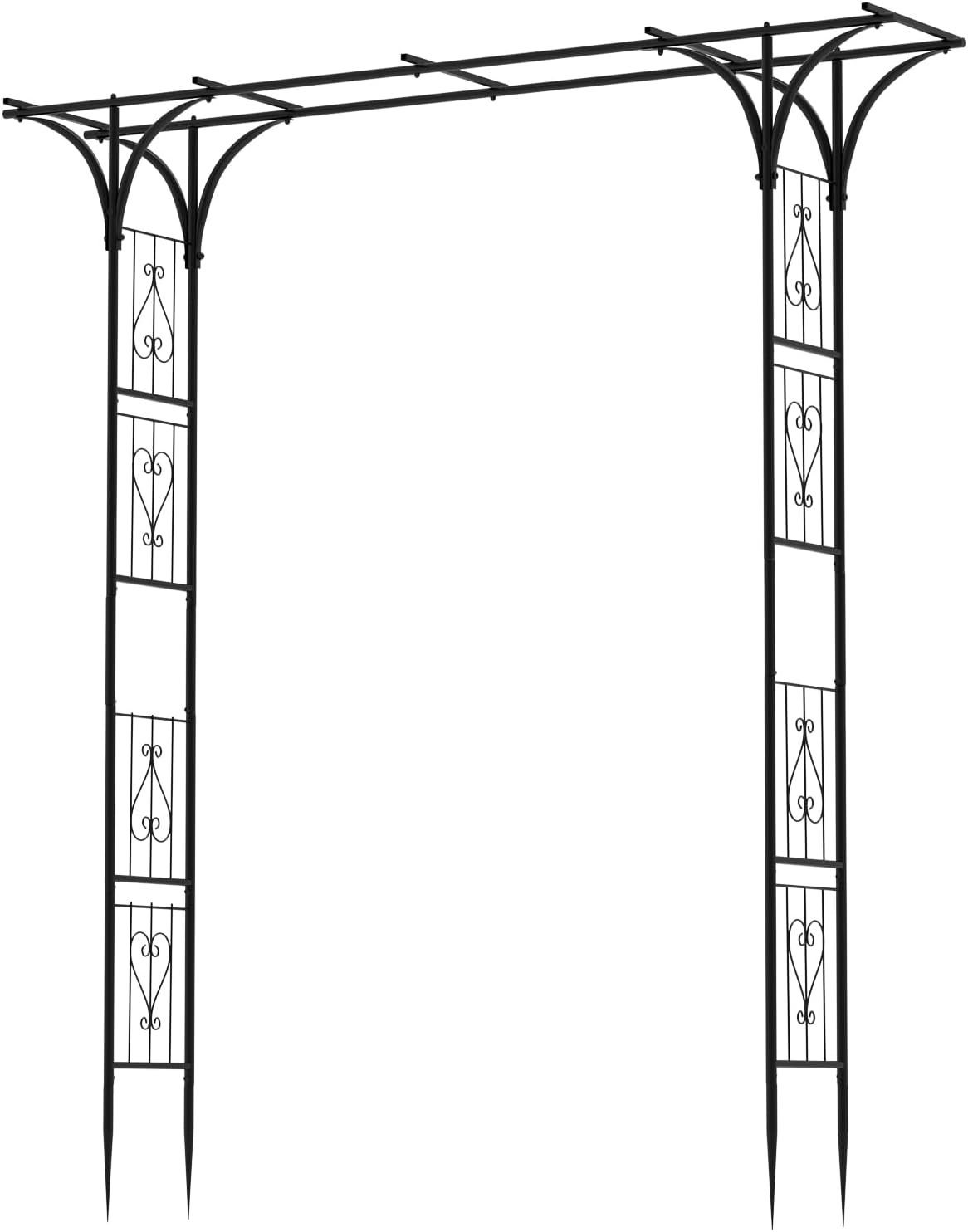 7FT Garden Arch Arbor Steel Trellis for Climbing Plant Outdoor Wedding Gate | Rustproof thickened iron, Ground nails for wind stability. Easy assembly, Great for porch, patio, courtyard, wedding & vines.