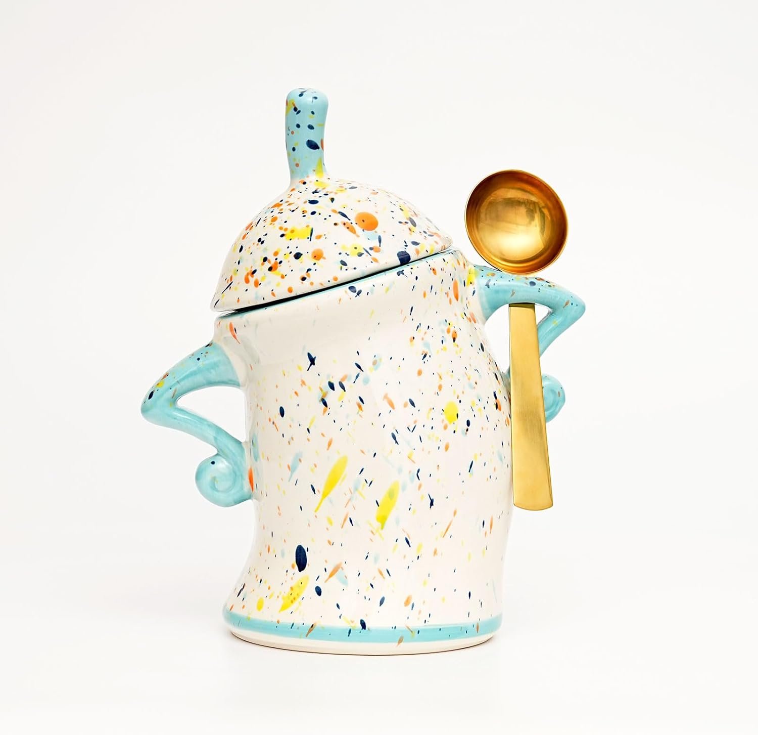 Canister with Attitude – 1.2L Airtight Sassy Canister, Ceramic Storage Canister with Lid for Kitchen, Sugar, Flour, Coffee | Decorative & Funny Ceramic Canister Set (Cyan)