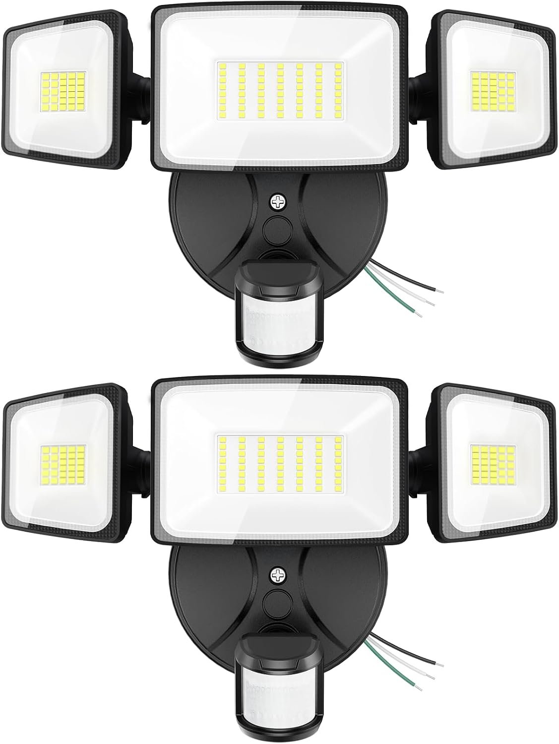 Onforu Motion Sensor Outdoor Lights, Hardwired Security Floodlights, Black | 7000LM 75W LED flood lights with movement detection, IP65 dusk to dawn outside lighting for Yard Garage, 2 Pack