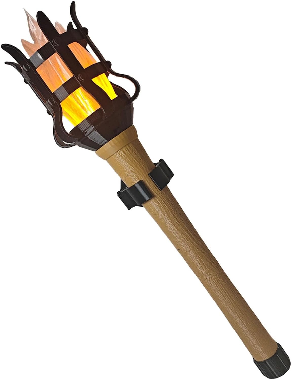 Medieval Handheld Torch Prop LED Light,Realistic Flame Torch | for Games Sports Competitions Themed Party,Resin Lampshade and Retro Handle for Halloween, Mardi Gras, Game Party