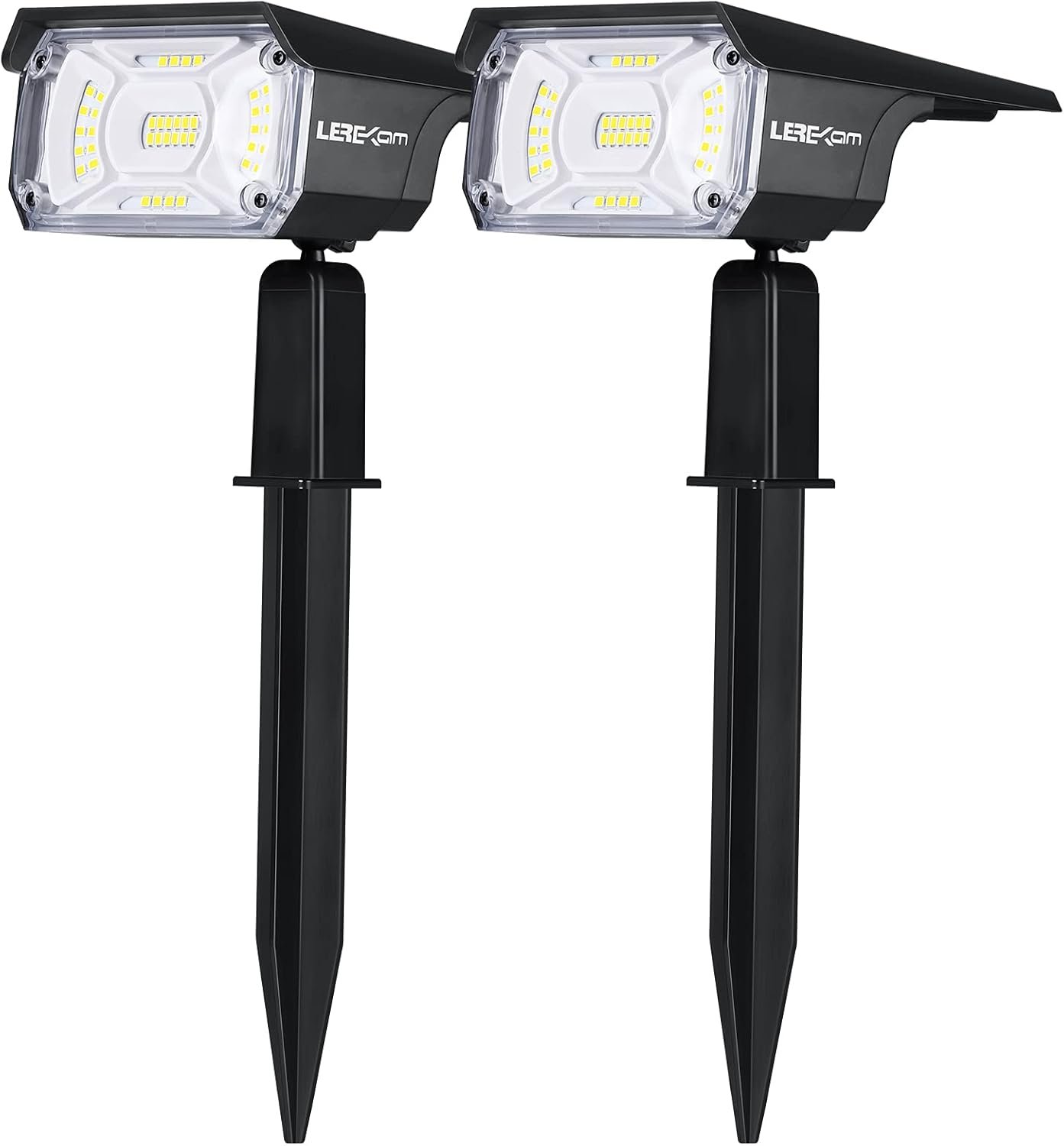 LEREKAM Solar Spot Lights, IP65 Waterproof 40 LEDs Landscape Spotlights,USB & Solar Powered Wall Lights Dark Sensing Auto On/Off,3 Modes Outdoor Solar Garden Lights for Yard Porch 2 Pack