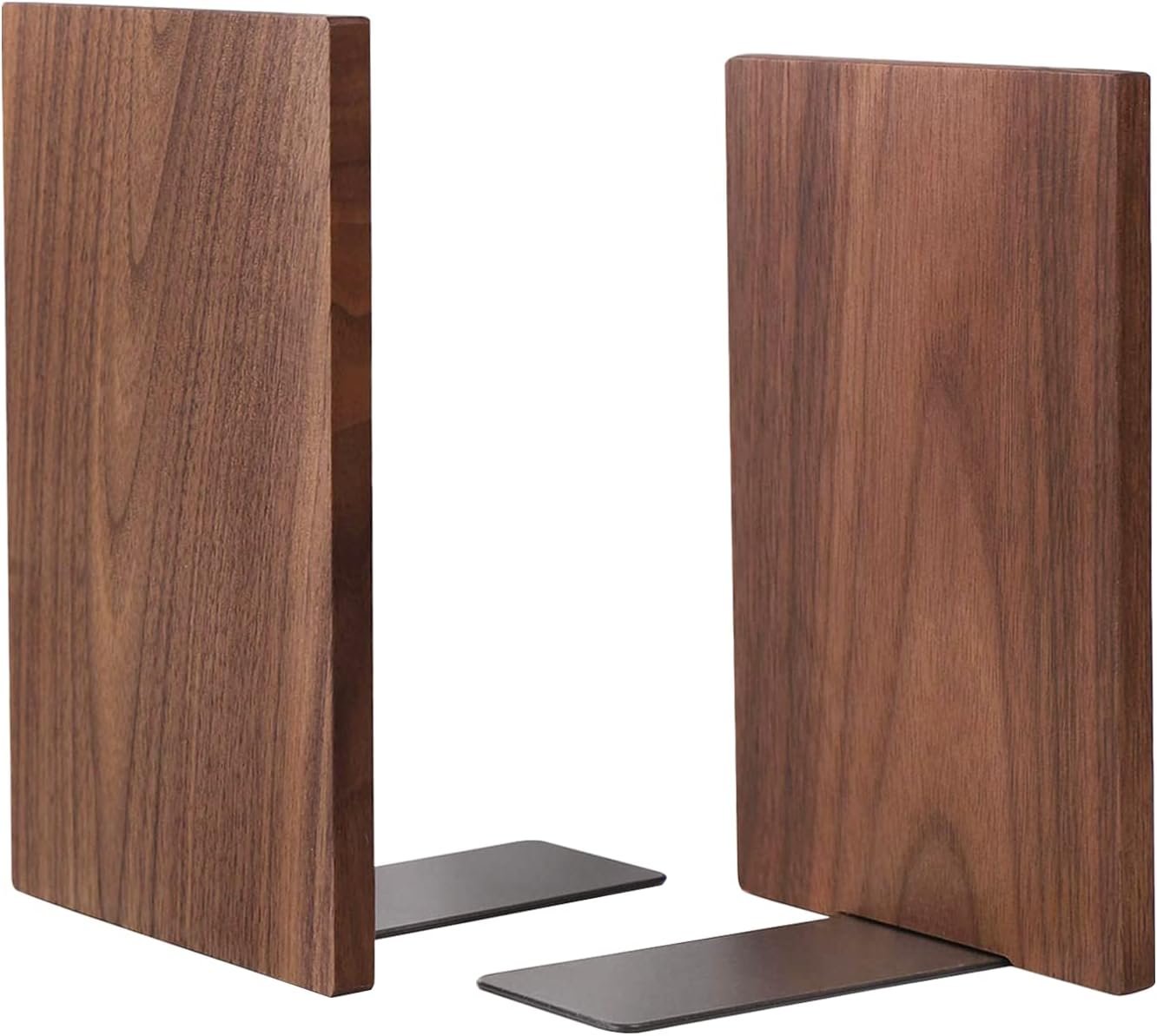 Muso Wood Handmade Walnut Non-Skid Book Ends, 1 Pair | Bookends for Shelves, Large Sturdy Book Ends for Heavy Books