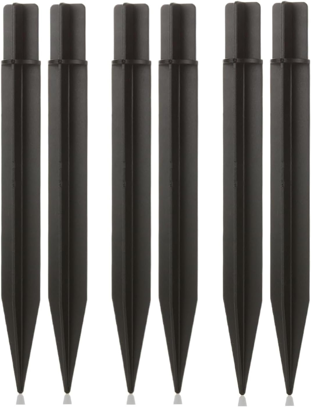 8.25″ Reinforced ABS Plastic Solar Ground Spikes – Durable Solar Light Replacement Stakes for Garden, Pathway, Deck, Camping, Christmas Lights (Fits 0.83″ Inside Diameter) (Black-6 Pack)
