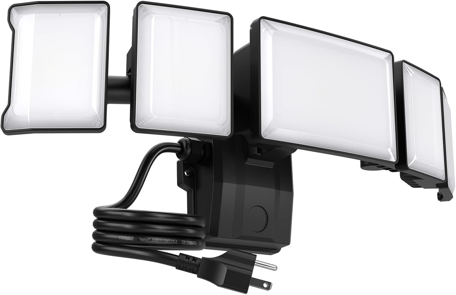 Olafus 180W Flood Lights Outdoor Plug in, 18000LM LED Security Light, 6500K Exterior Flood Lights with 5 Adjustable Heads, IP65 Waterproof Outdoor LED Safety lamp for Backyard Garage Patio Black