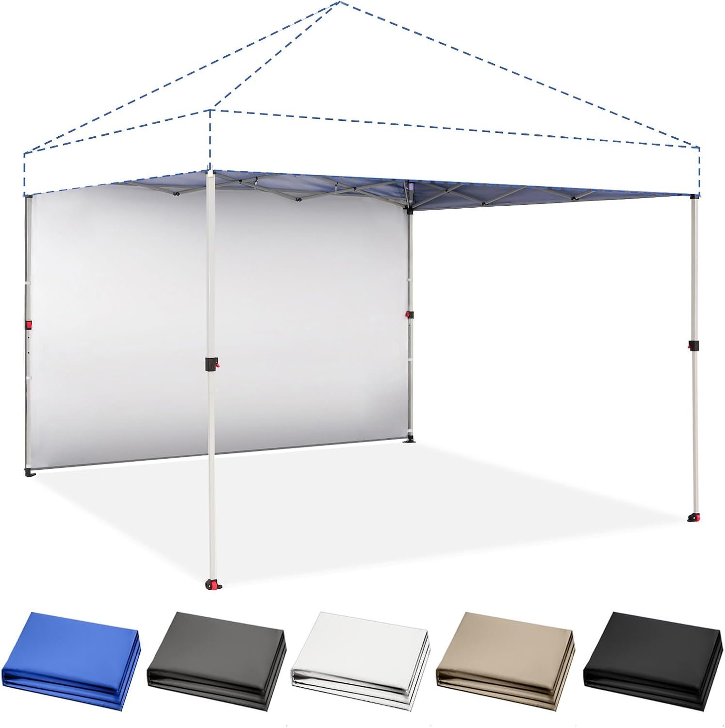 CROWN SHADES Sidewall Only for 10×10 Pop up Canopy Tent (1pc, Grey) | Silver-Coated Sidewall Fabric, UPF 50+ Waterproof, Fits Straight Leg Pop-Up Canopies, Tent Not Included