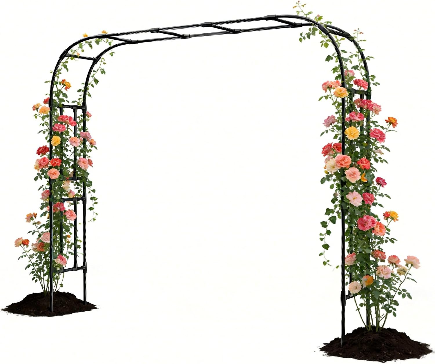 25MM Thickened Steel Pipe Garden Arch Trellis – 126″(L) x 105″(H) Extra Heavy Duty Arbor, PE-Coated Rust-Proof Trellis for Climbing Plants Outdoor, Support for Roses, Ivy, Grapevine, Beans