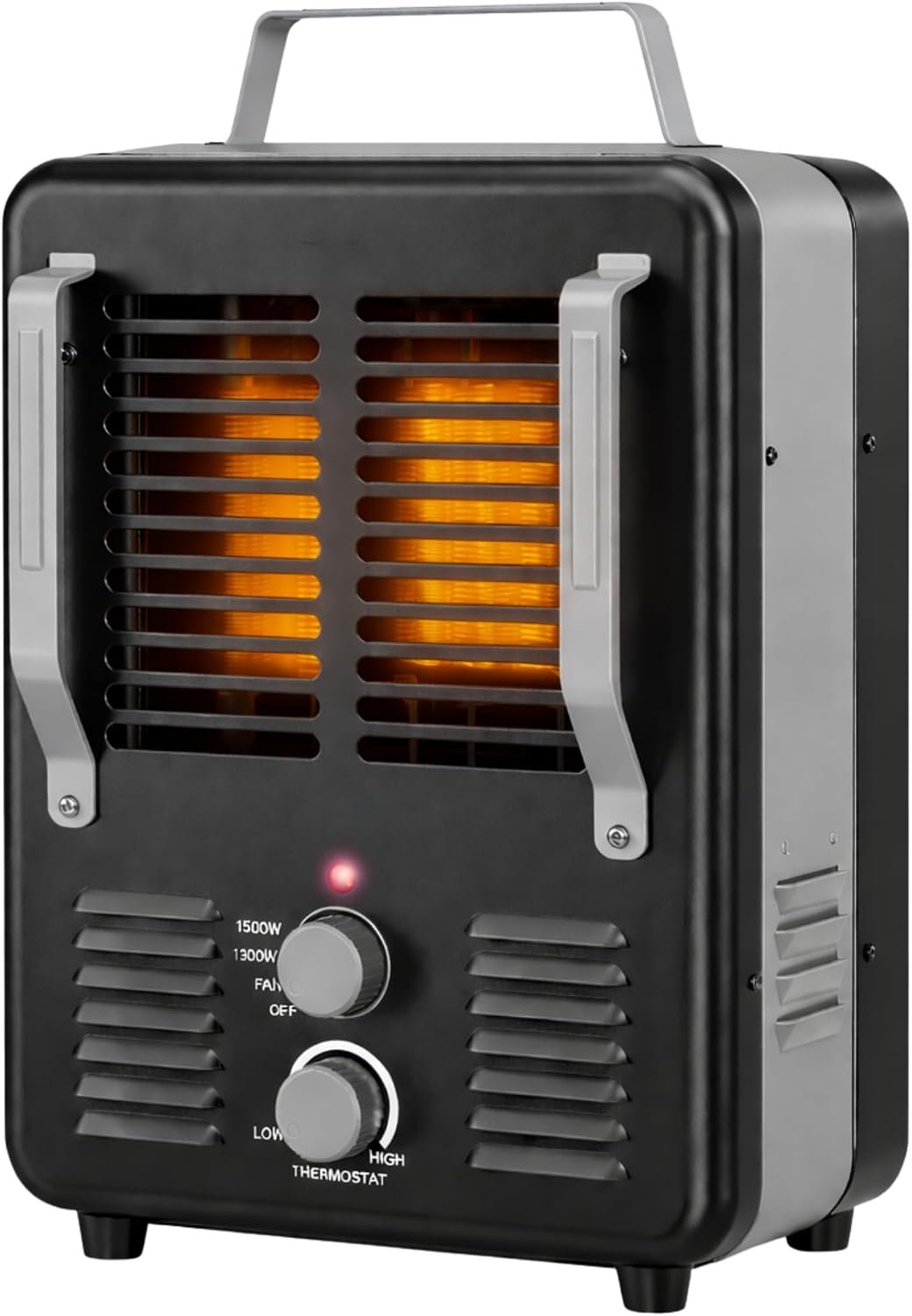 Comfort Zone Electric Portable Milkhouse Style Utility Space Heater with Adjustable Thermostat, Overheat Protection, and Safety Tip-Over Switch, Ideal for Garage or Greenhouse, 1,500W, CZ798BK