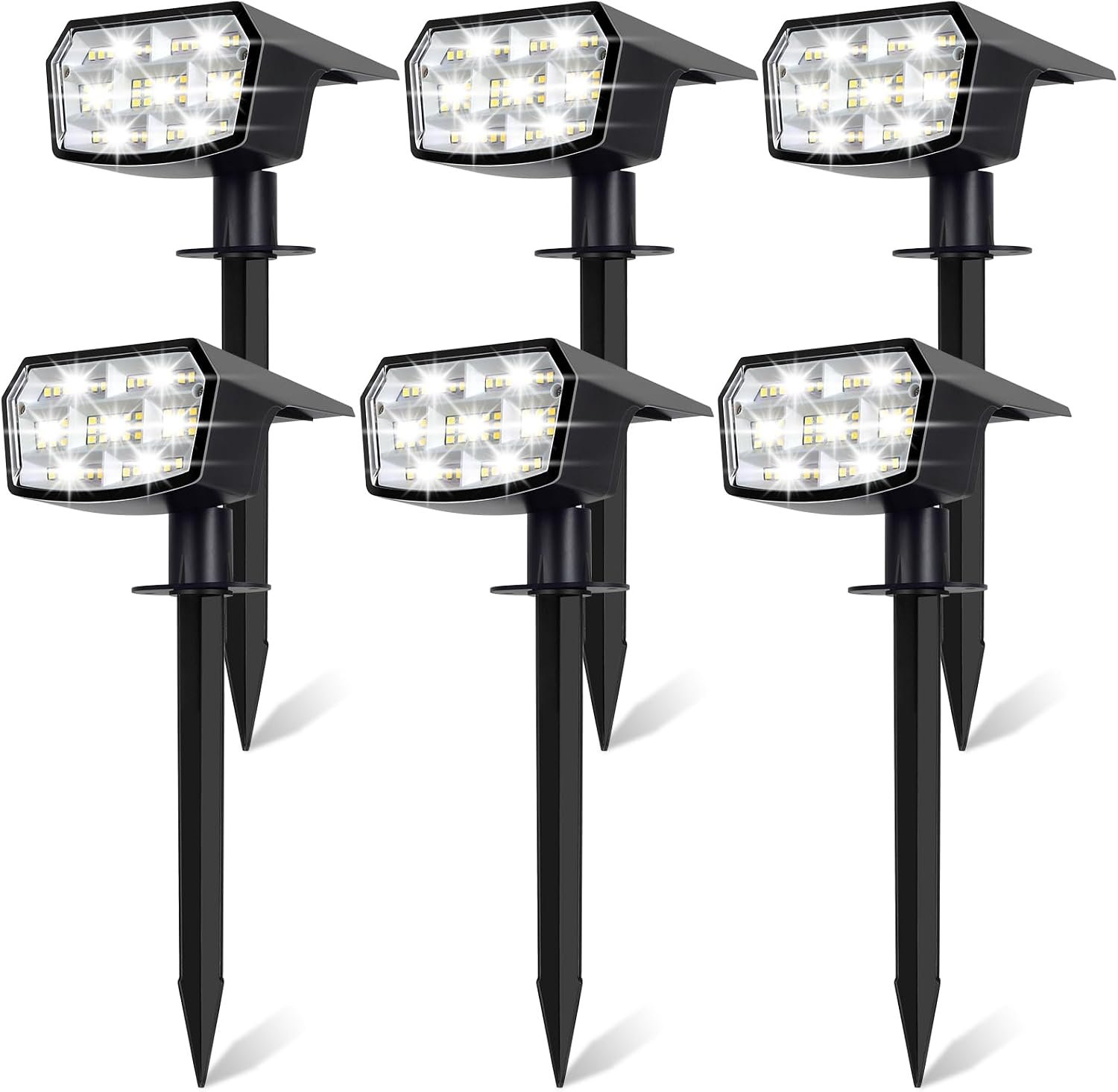6-Pack Solar Spot Lights Outdoor Waterproof, Landscape Spotlight Cool White | 59 LED, 3 Lighting Modes, IP65 Waterproof, Solar Powered Outdoor Lights for Yard Garden