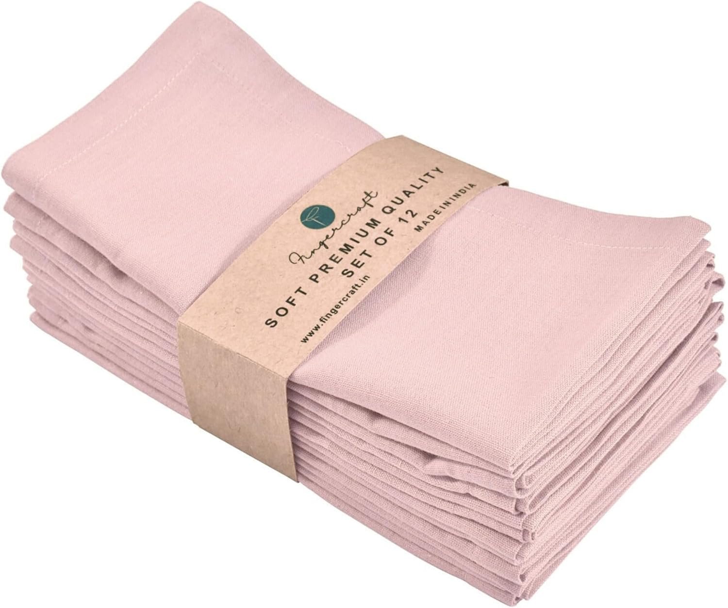 FINGERCRAFT Cloth Napkin, Cotton Linen, Set of 12, 18×18 inch, Dusty Pink | Mitered, premium quality, soft, absorbent fabric, pre-shrunk & washable for everyday, wedding, restaurant, Christmas dinner