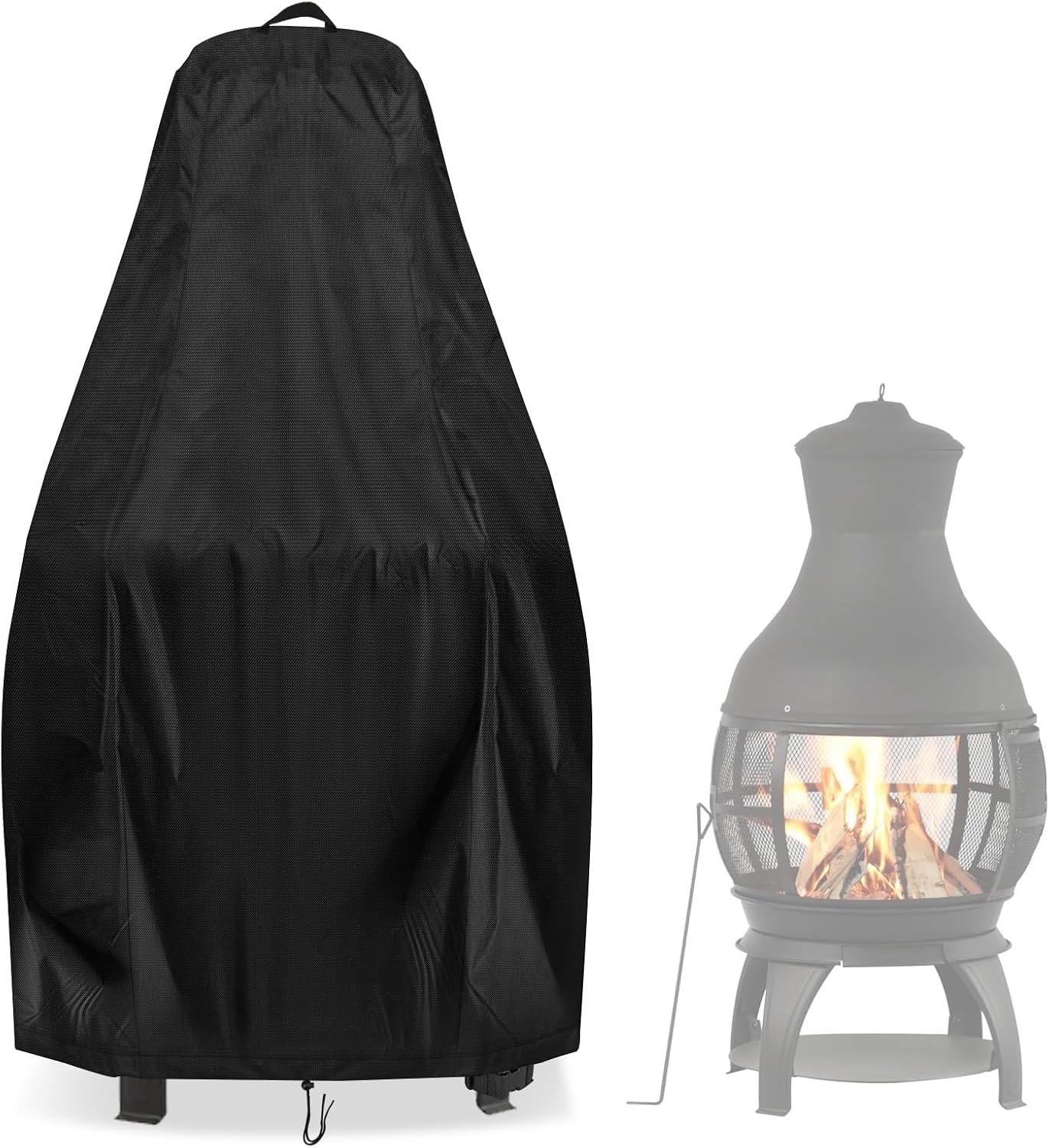 Chiminea Cover for BALI OUTDOORS – 25”D x 50”H | Waterproof Outdoor Fireplace Fire Pit Cover, Black