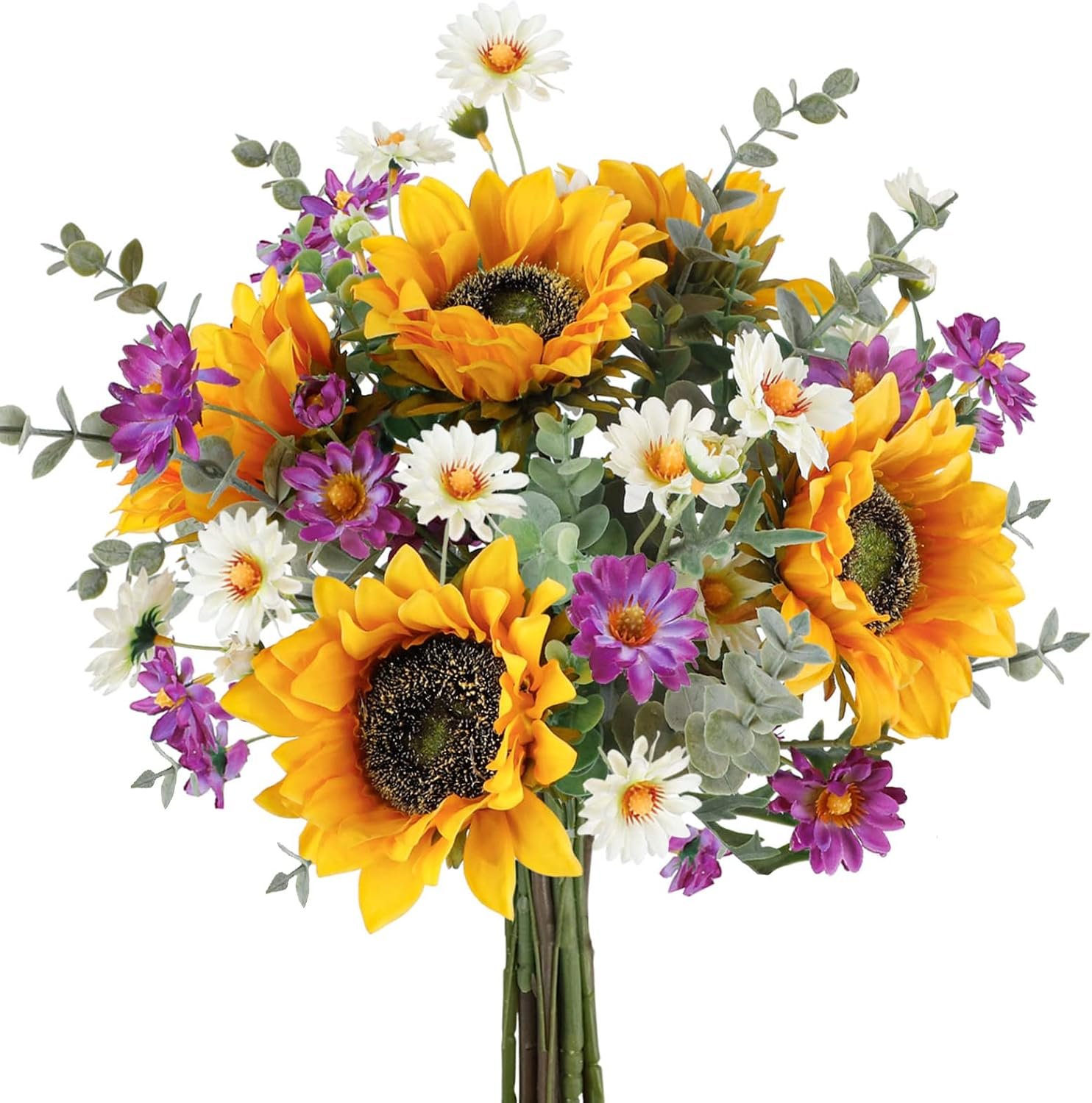 CEWOR Artificial Sunflowers Fake Cemetery Flowers for Grave Bouquet with Sunflowers for Bridal Bouquets Wedding Centerpieces Decor Party Table Gravesites Fall Floral Arrangements Home Decoration