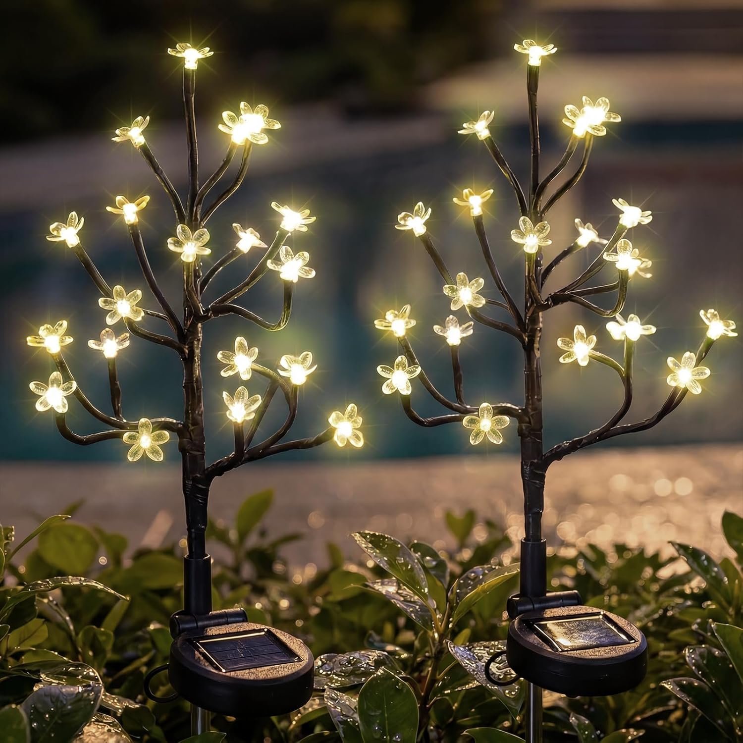 2 Pack Solar Garden Lights Outdoor, Solar Lights Outdoor Flowers | 2Modes 40LED Garden Decor, Waterproof Solar Powered Fairy Garden Outdoor Decorations for Yard Patio Pathway, Gardening Gifts