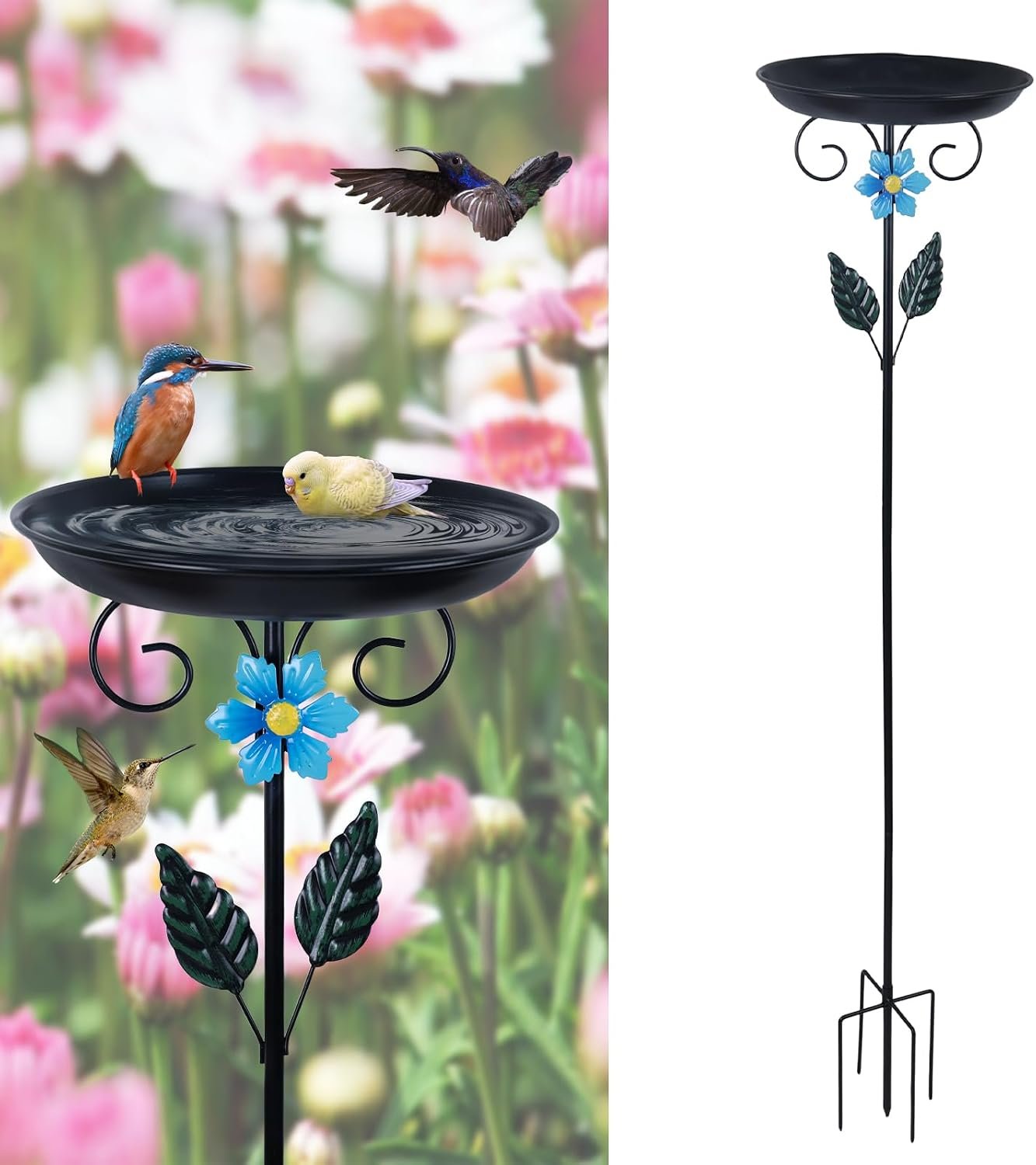hogardeck 40” Metal Bird Bath for Outside, Freestanding Birdbaths & Birdfeeder for Outdoors, Upgraded 5 Pronged Base Bird Baths Feeder Bowl for Garden Patio Yard Lawn Decor