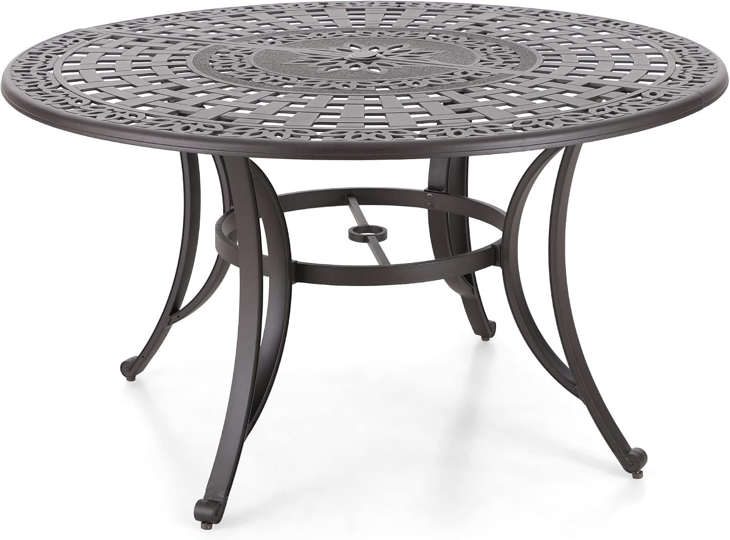 Sophia & William 2.2″ Round Patio Dining Table Aluminum Umbrella Hole | Round Dining Table, Powder Coated, Rust and Weather Resistant, For patio, garden, backyard or deck