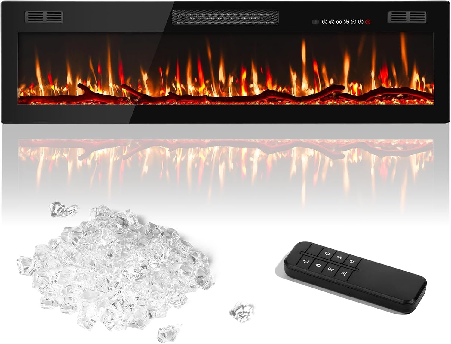 Vitesse 72 Inch Ultra Thin Electric Fireplace-Narrow Bezel Linear Fireplace Heater Recessed Wall Mounted, Remote and Screen Control, 8H Sleep Timer, Low Noise, 750/1500W for Living Room, Bedroom