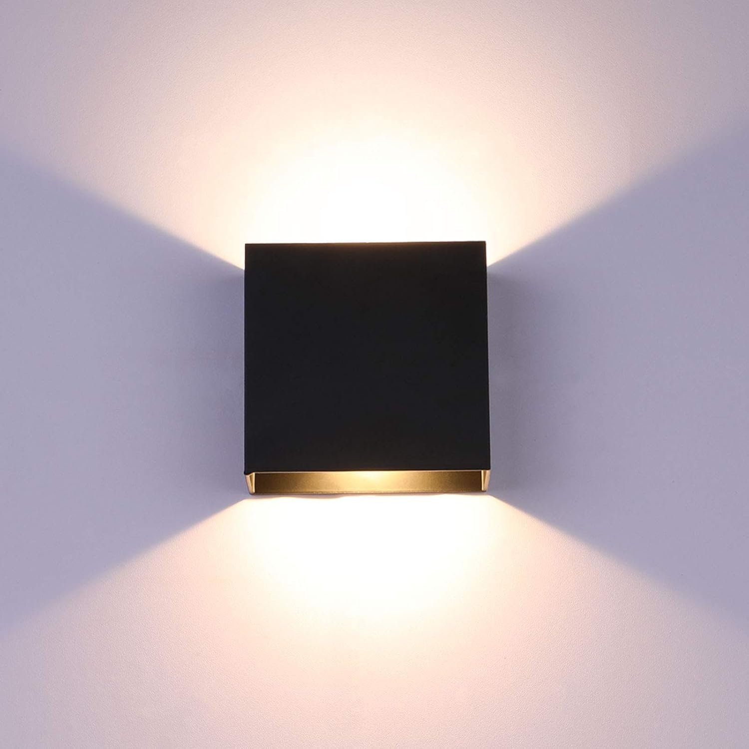 Lightess Small LED Wall Sconce Dimmable Up-Down Black Metal 10W Warm White | Thin Mini Metal Housing Delivers Double-Sided Warm Glow Elegant Wall Decoration For Hallway Bedroom Living Room Indoor Space