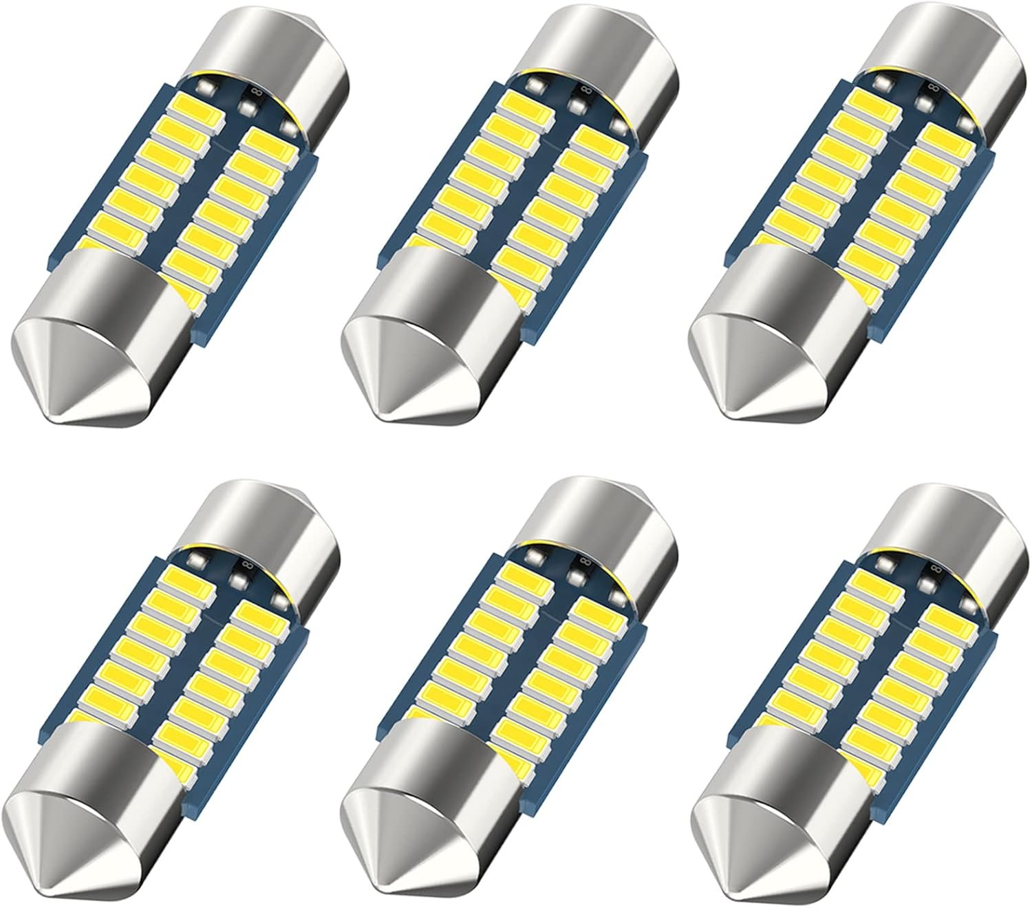Serundo Auto DE3175 DE3022 DE3021 Led Bulb 31mm 1.22in Led Festoon Bulb 6pc | 6000k White,Super Bright,12V,Non-polarity DE3023 6428,6430 7065 Car Interior Dome Map Sun Visor Vanity Mirror Light etc