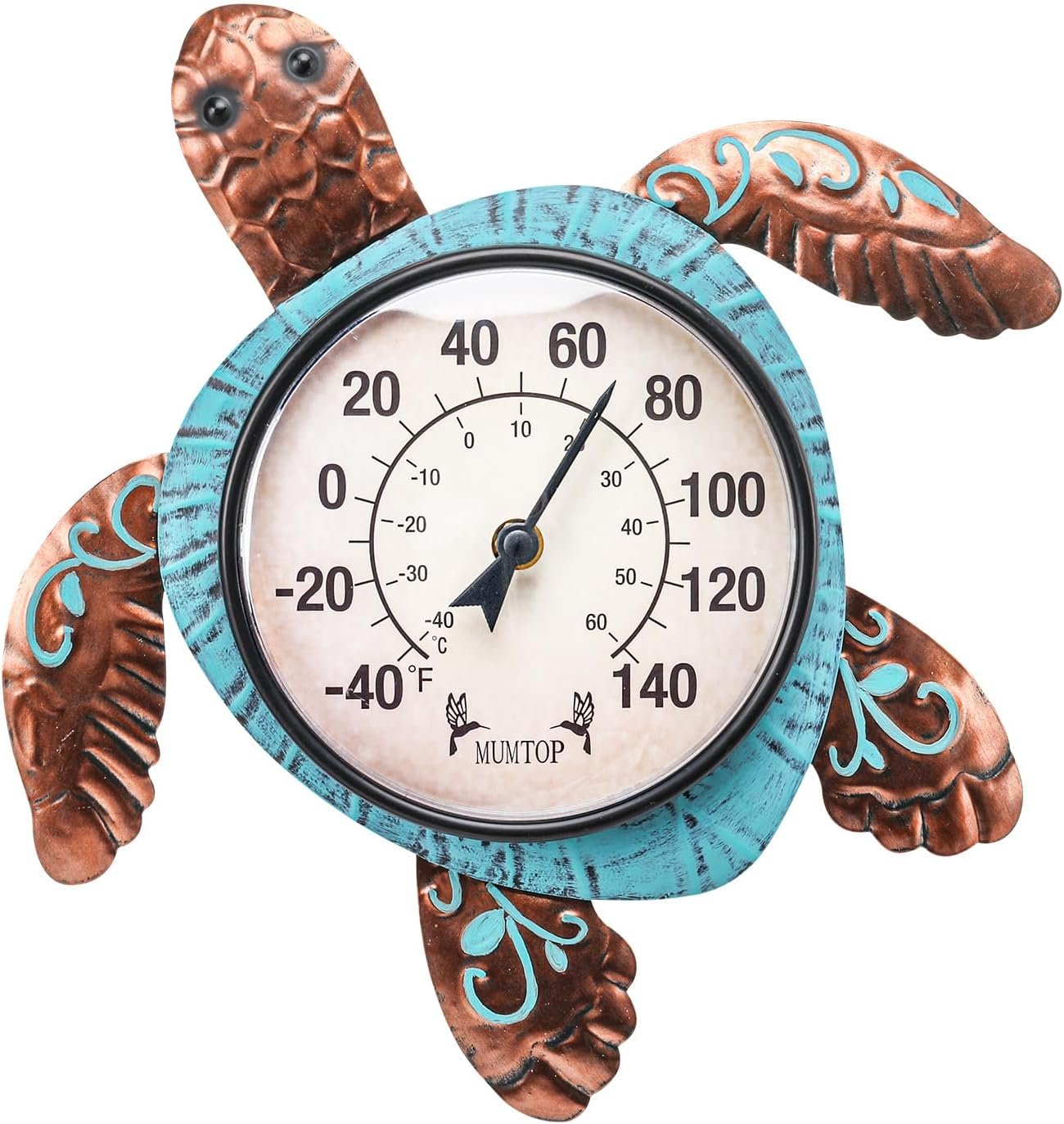 MUMTOP Outdoor Thermometer, Turtle Outside Decor for Patio Pool Garden | No Battery Needed Wall Mounted Wall Art Beach Gifts Waterproof