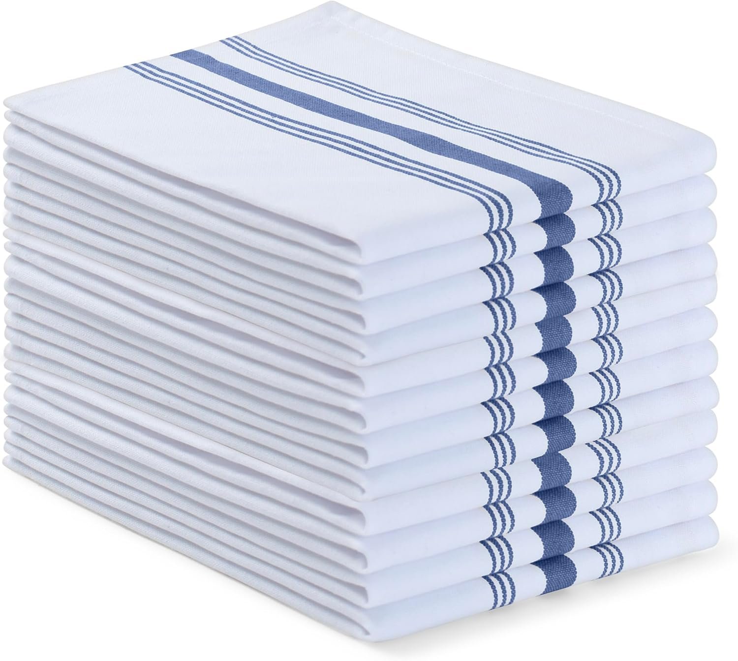 Blue Needles Set of 12 French Stripe Dinner Table Napkins 100% Cotton Napkins, 18×18 Inch, Absorbent, Soft, Reusable & Washable Restaurant Hotel Quality Spring Summer & Everyday Use – Ink Blue