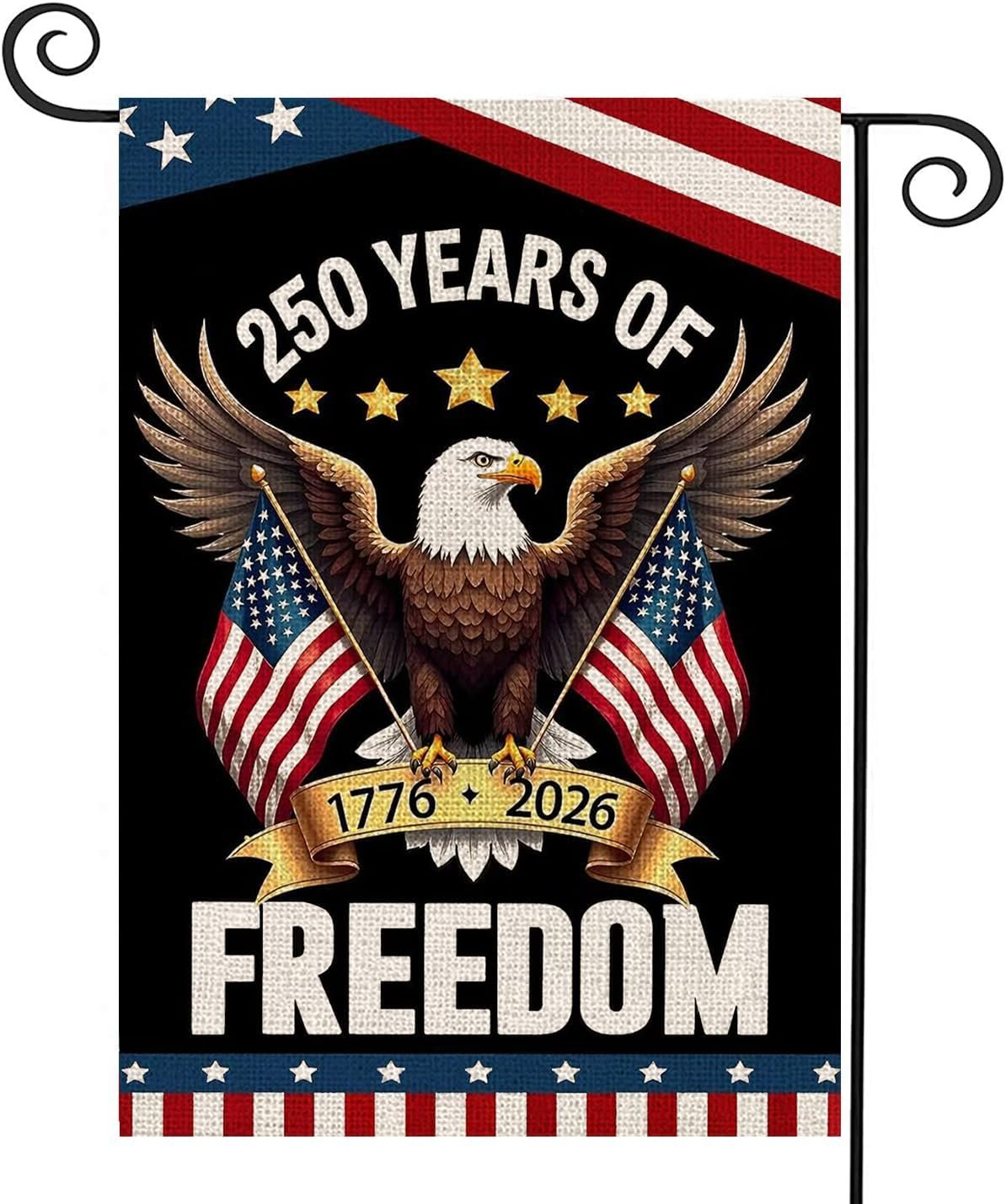 250 Anniversary Usa Garden Flags for Outside, 250 Anniversary USA Flag with Eagle Design, 1776-2026 Patriotic 4th of July Decorations Yard Sign Double-Sided Waterproof Flag 12×18 Inch 250 Year American Flag