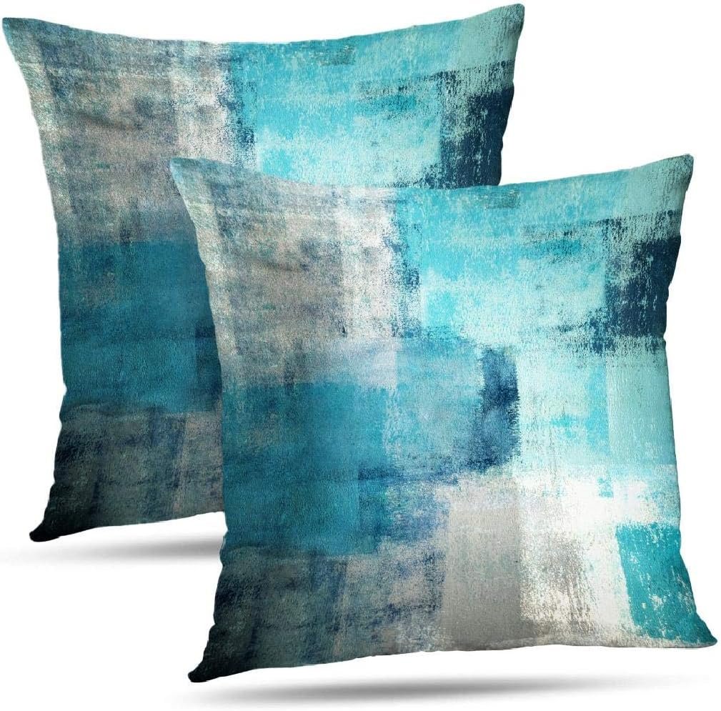 Throw Pillow Covers for Couch, 18×18 Inch, 2 Pack, Turquoise | Decorative Throw Pillow Covers Cushion Covers for Couch Bedroom Sofa Living Room