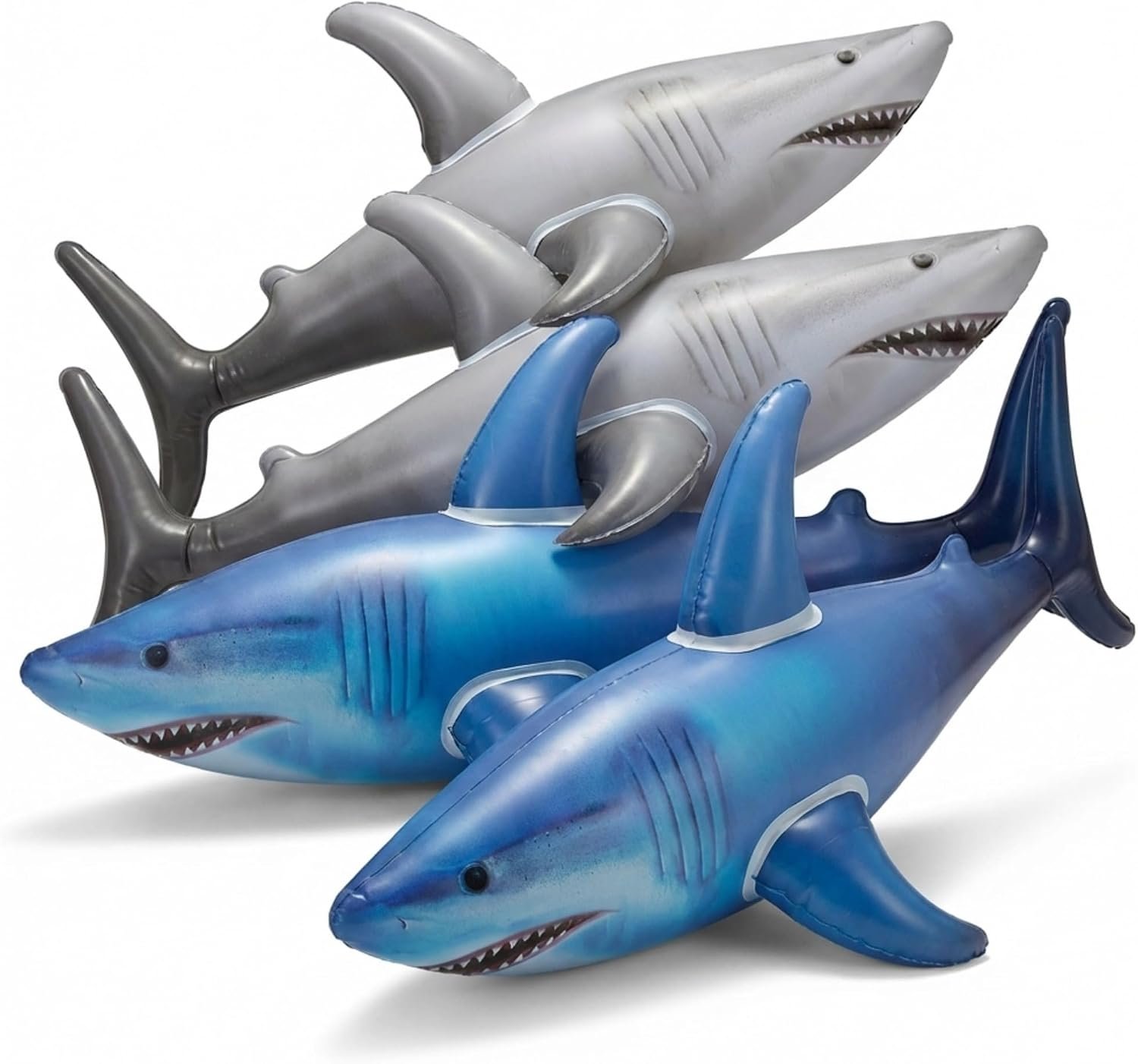 23-Inch Inflatable Shark Pool Toys & Birthday Decorations (4-Pack) | Large Blow Up Sharks for Pool Parties, Beach Games, Ocean Theme Birthdays, Summer Decorations & Party Favor Gifts