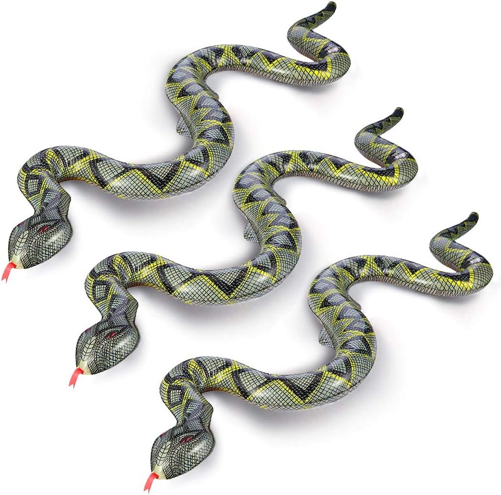 3 PCS Inflatable Fake Snake, 39 Inch Inflatable Animals Blow Up | Pool Snake Floats for Jungle Party, Decorations, Reptile & Rainforest Theme Decor