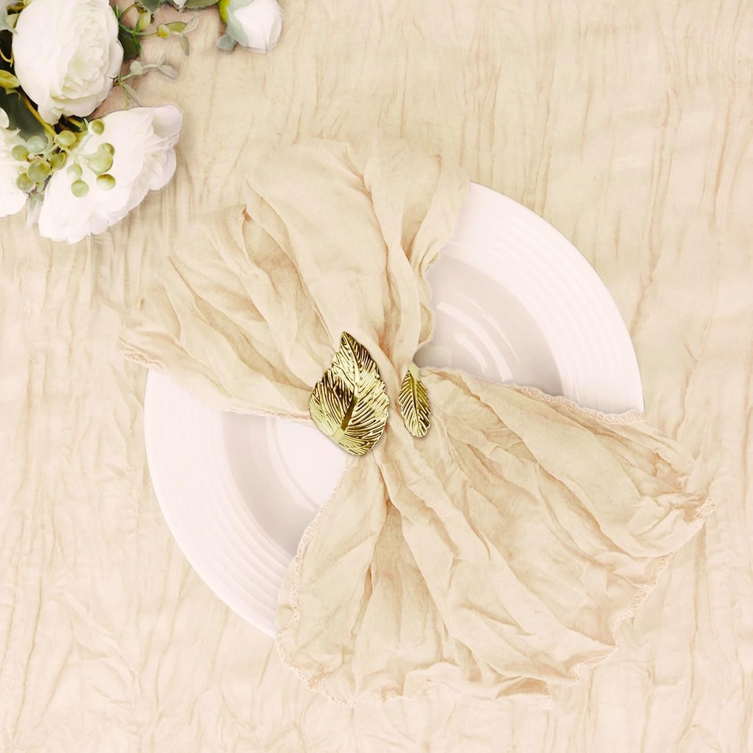 Cupuamon 25 Pack Cheesecloth Napkins 20×20 Inch Dinner Table Napkins Boho Washable Rustic Gauze Napkins Bulk for Wedding Bridal Baby Shower Party Decor (Ivory)