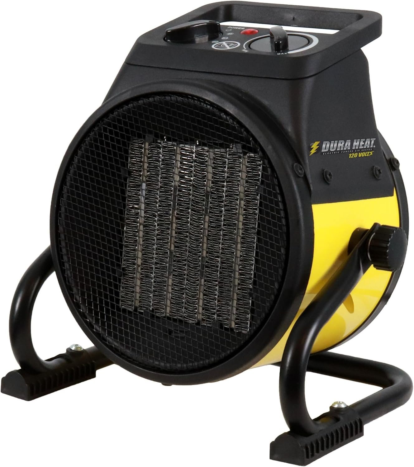 Dura Heat EUH1465 Electric Forced Air Heater with Pivoting Base 5,120 BTU, Yellow | Electric Garage Heater, Ceramic Heating Element, Steel Body, Thermostat, Heats up to 250 sq ft, Safety Shut Off, Greenhouse