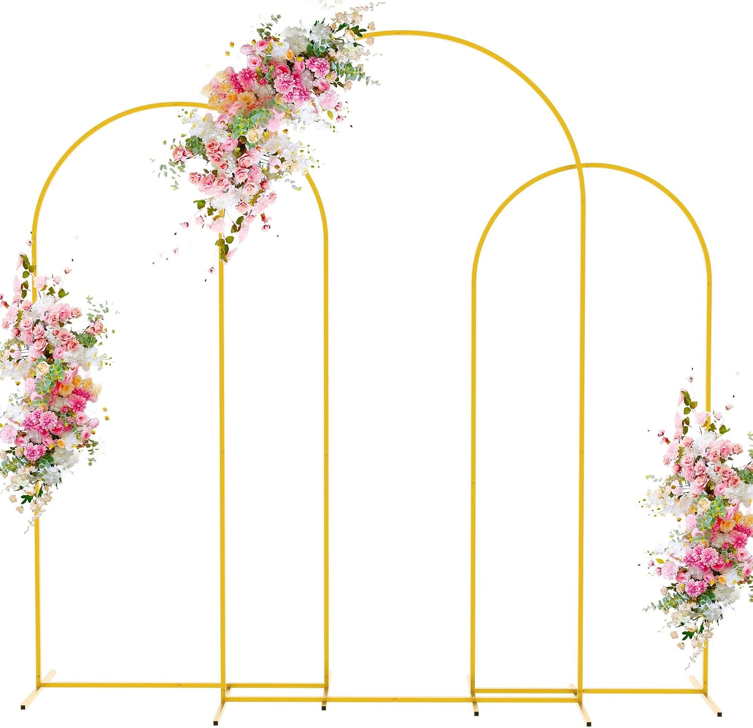 Wedding Arch Backdrop Stand 7.2FT,6.6FT,6FT Gold Metal Arch Stand | Metal Arch Backdrop Stand Set of 3 Balloon Arch Frame for Wedding Ceremony Birthday Party Bridal Baby Shower Decor