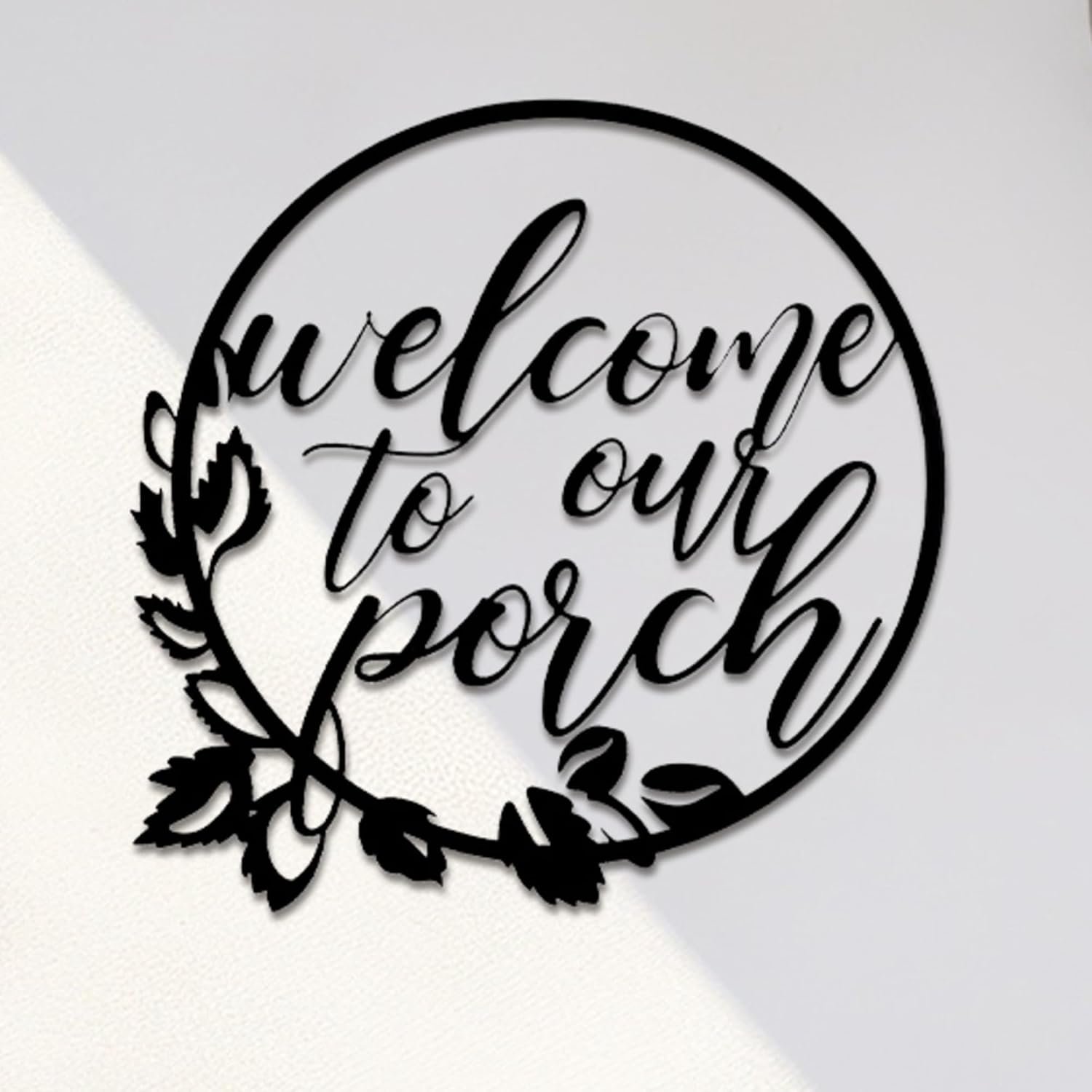Hotop Welcome to Our Porch Metal Sign for Outdoor Decor,Black