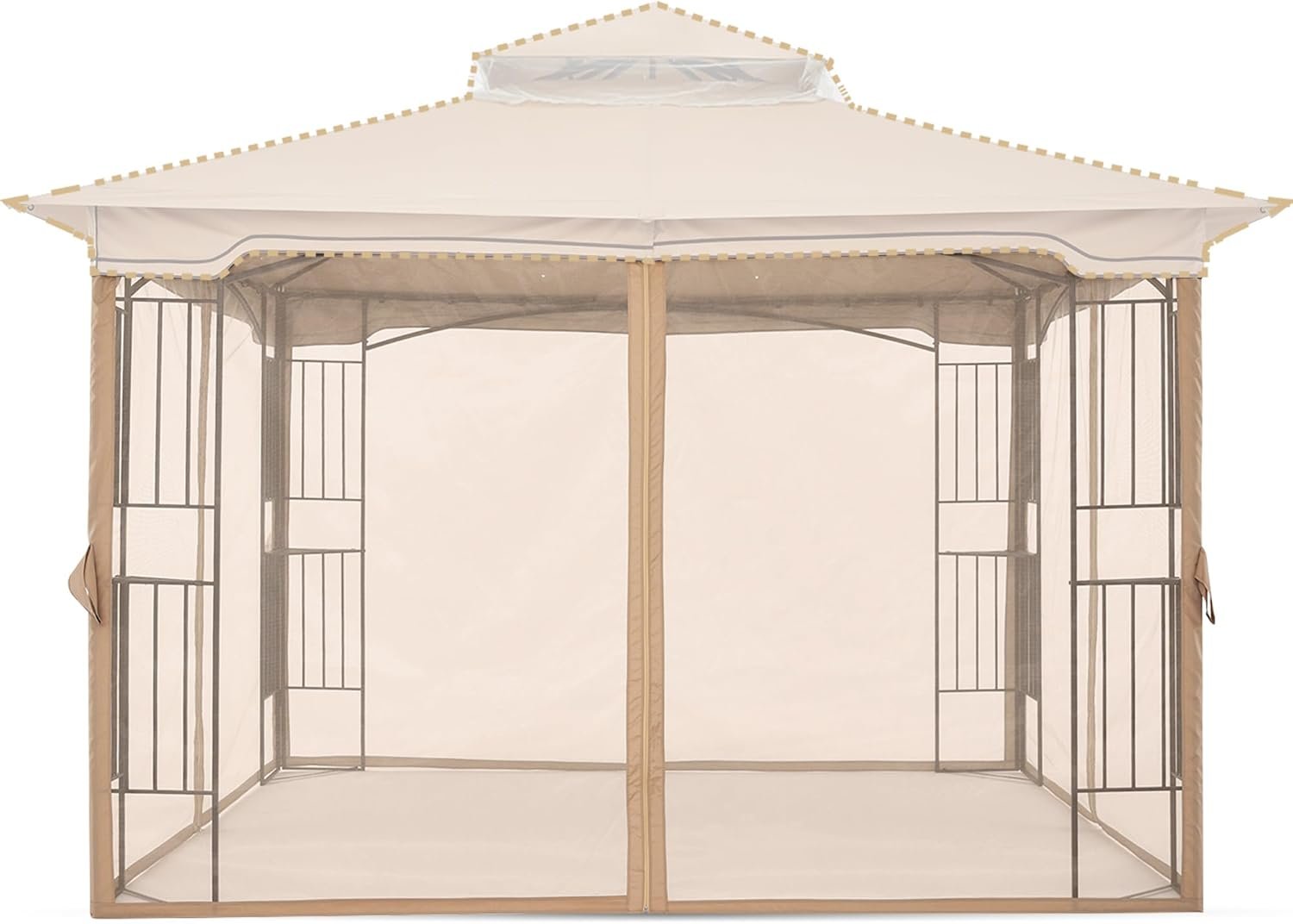 MASTERCANOPY Mosquito Screen Walls for Gazebo, 10×10 ft, Beige | 4 Mesh Panels, Mosquito Netting, Fire-Retardant, Fits L-GZ436PFB/L-GZ136PST