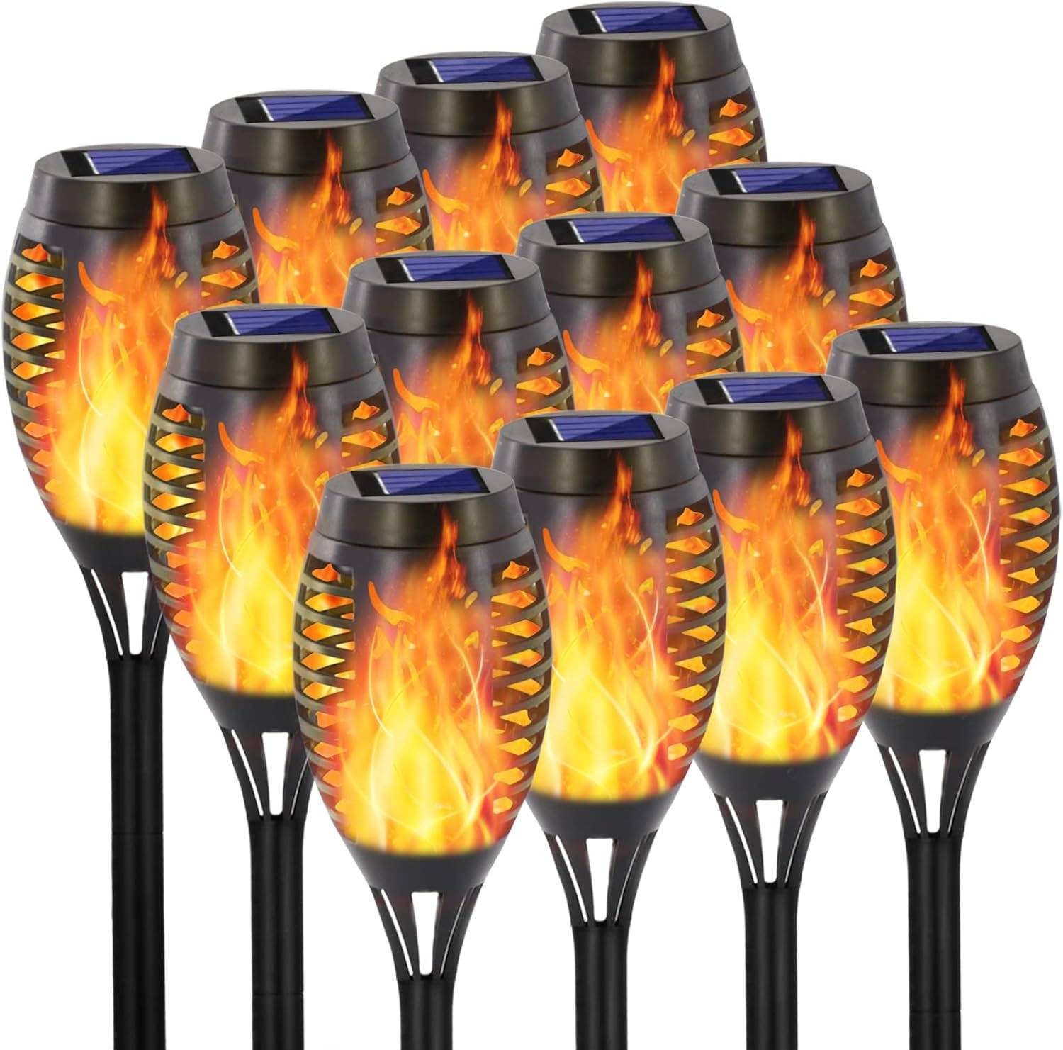 EOYIZW 12 Pack Solar Torch Light, Solar Lights Outdoor | IP 65 Waterproof, Vivid Flickering Flame, Garden Decoration, LandscapeTorches, Mini 12 Leds