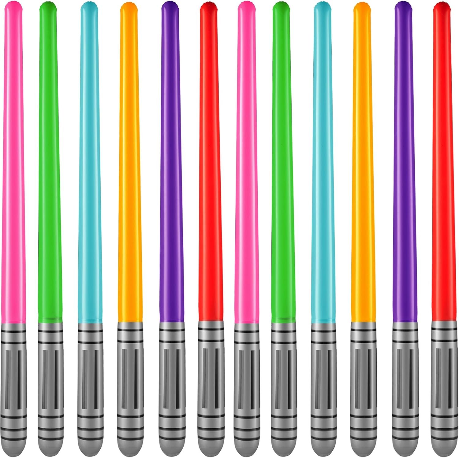 Bedwina Inflatable Saber Swords for Kids Party Favors – 35-In, (Pack of 12) | Neon Color Blow-Up Toy Saber Swords, Party Favors, Goodie Bags, Star Galaxy Theme Birthdays & Prize Toys