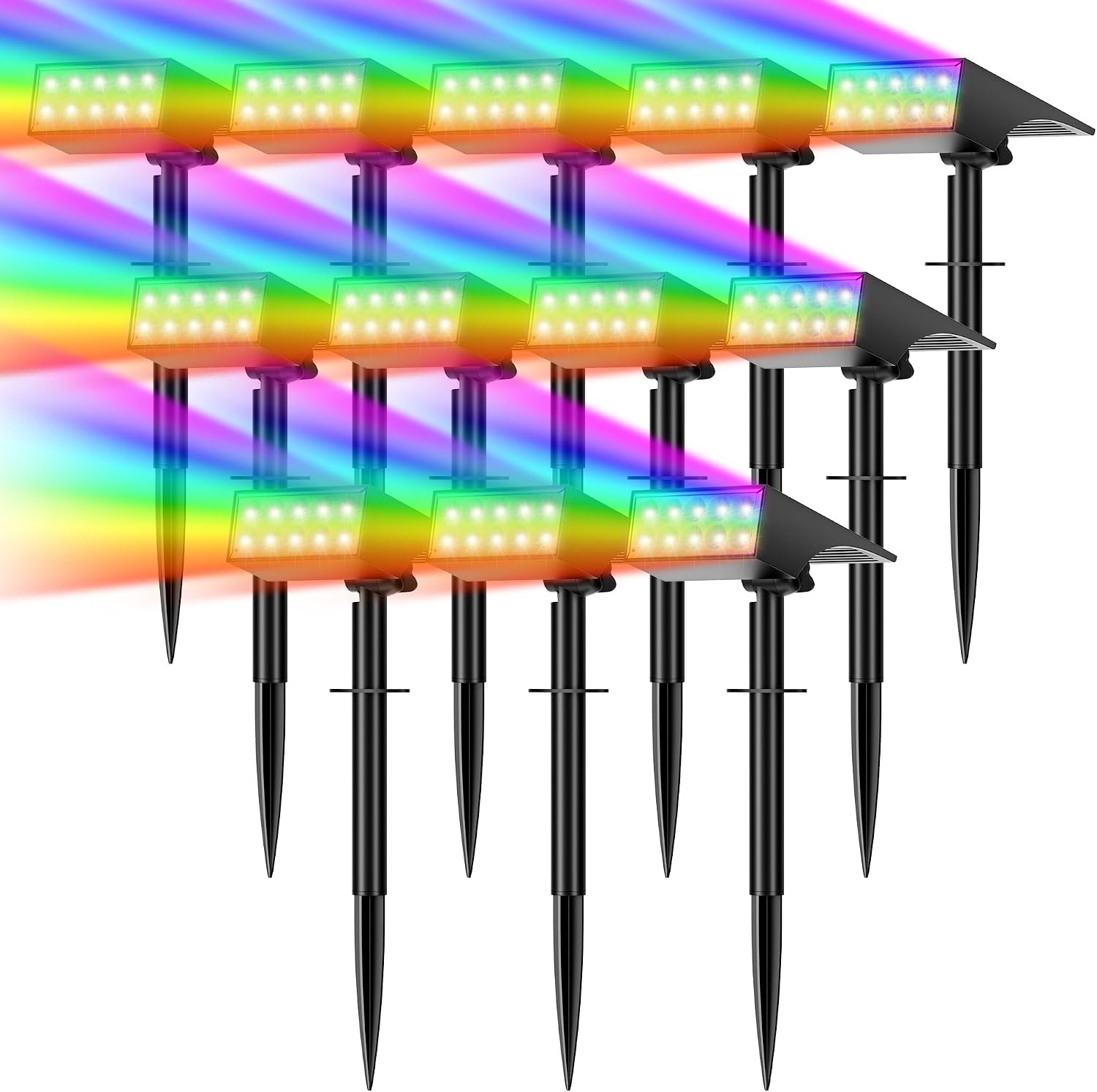 WENATY Solar Spot Lights Outdoor Waterproof, 12 Pack Solar Spotlights, RGB | IP65 Waterproof, Auto On/Off LED Powered Yard Garden Flood Solar Light for Outside Pathway Wall Tree Lawn Uplights Lights